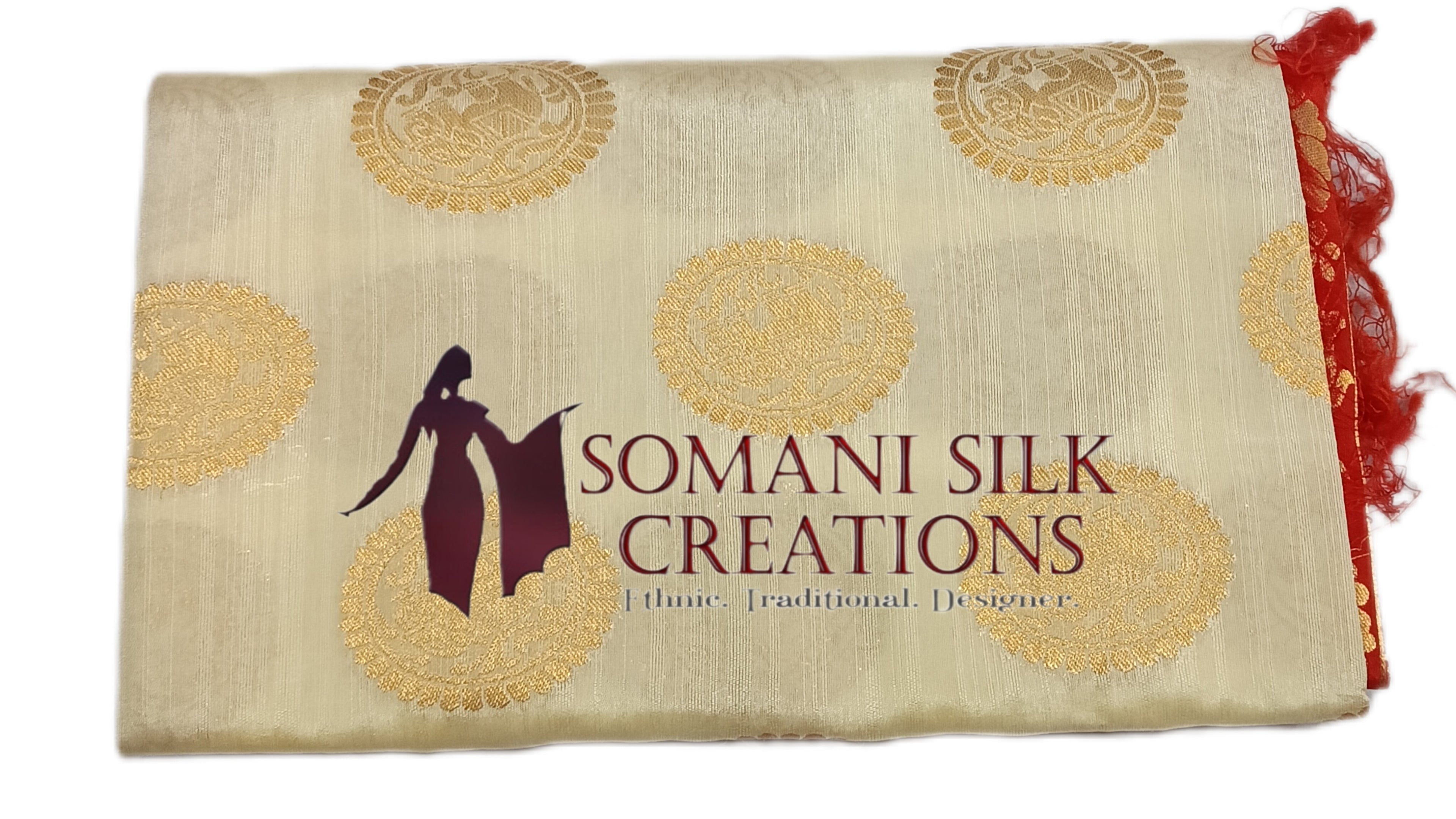 White Red Combination Saree