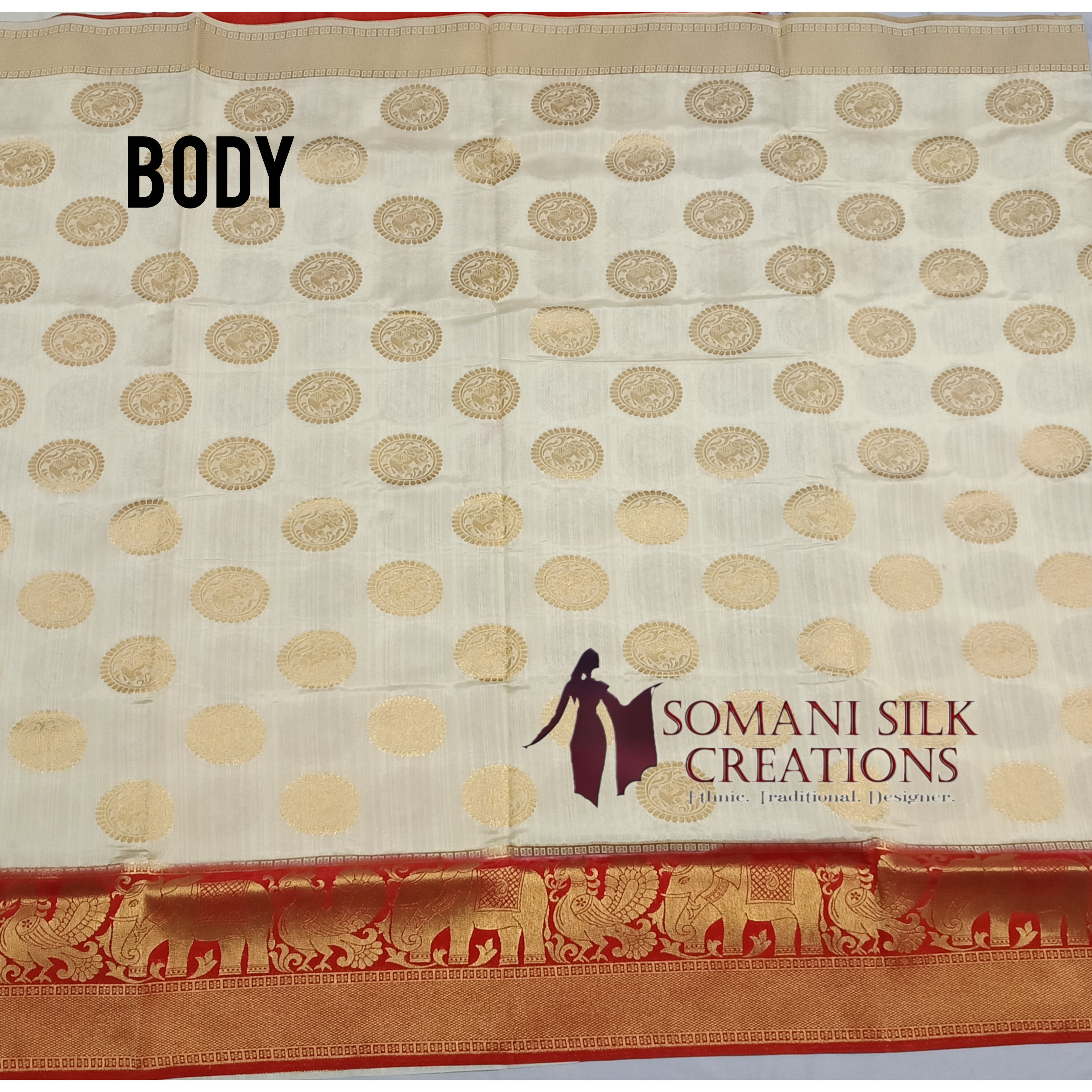 White Red Combination Saree