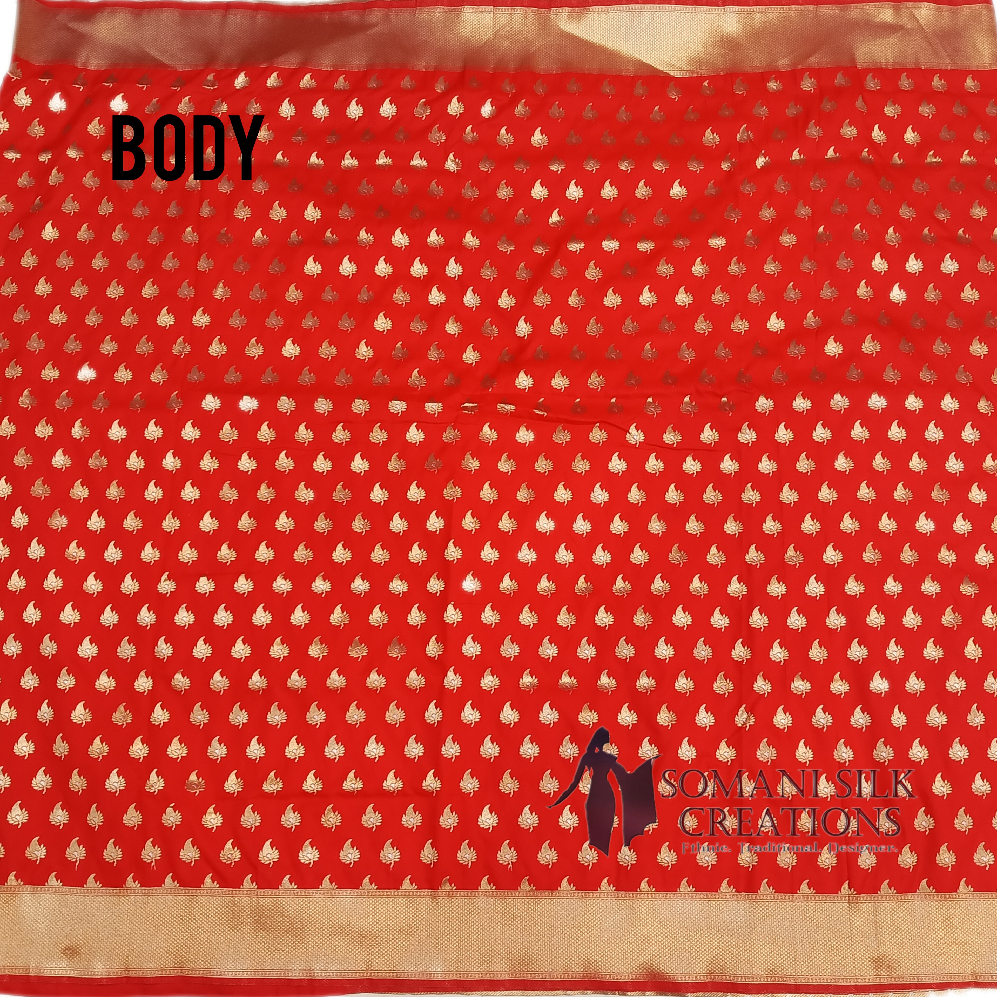 Red Zari Buti Banarsi Saree