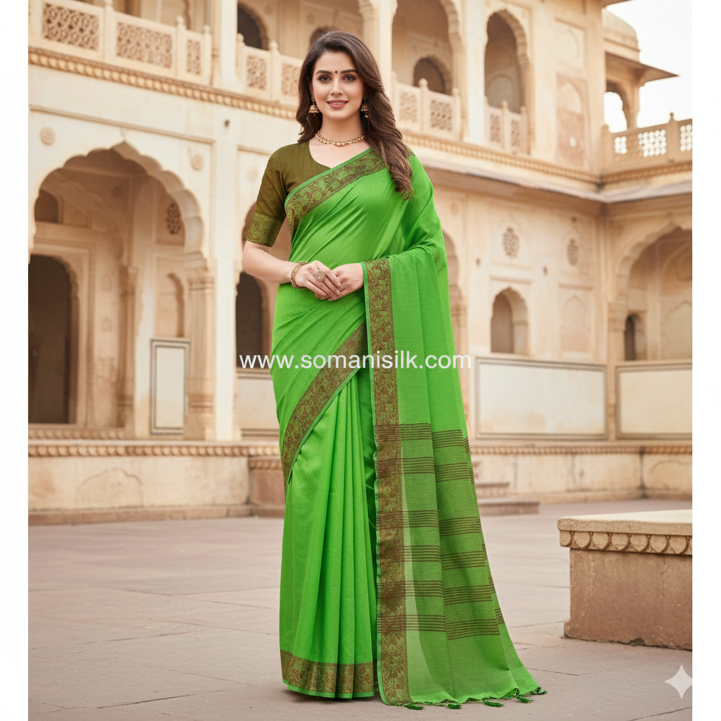 Plain Erkali Chanderi Saree