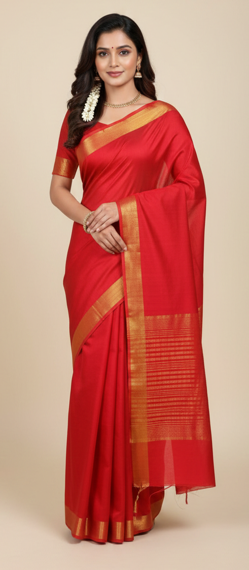 Pink Chiffon Zari Piping Border Saree