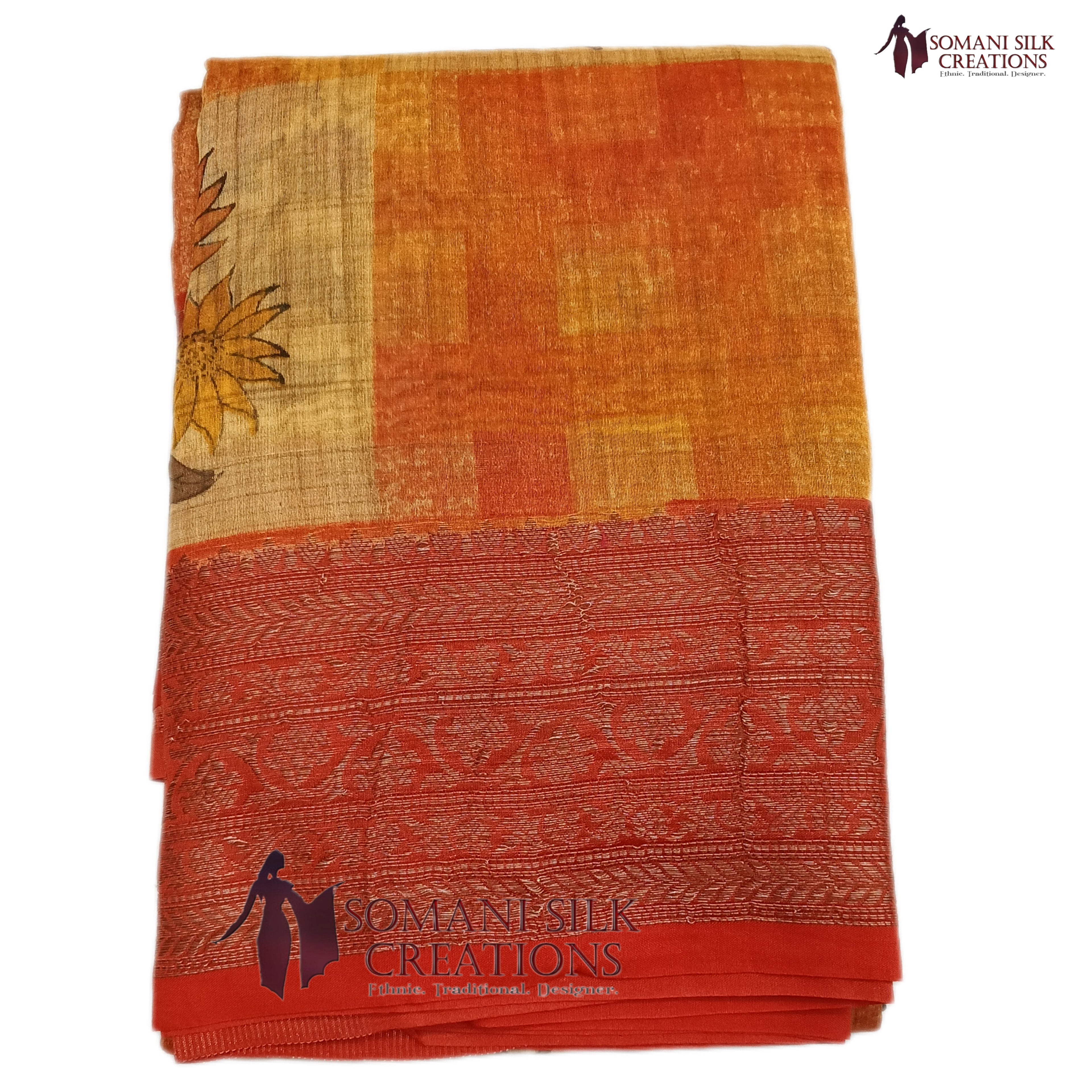 Antique zari Chanderi printed saree