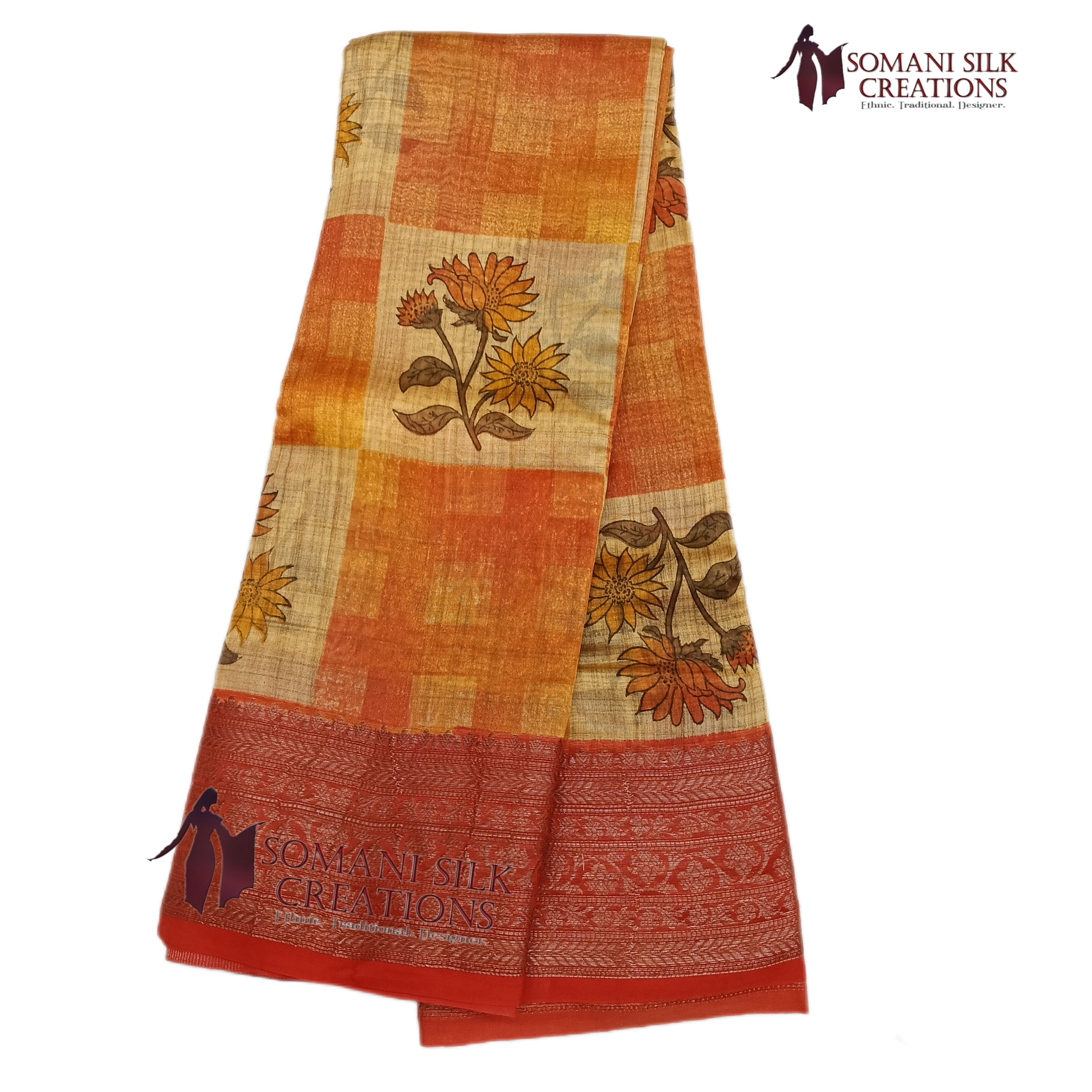 Antique zari Chanderi printed saree