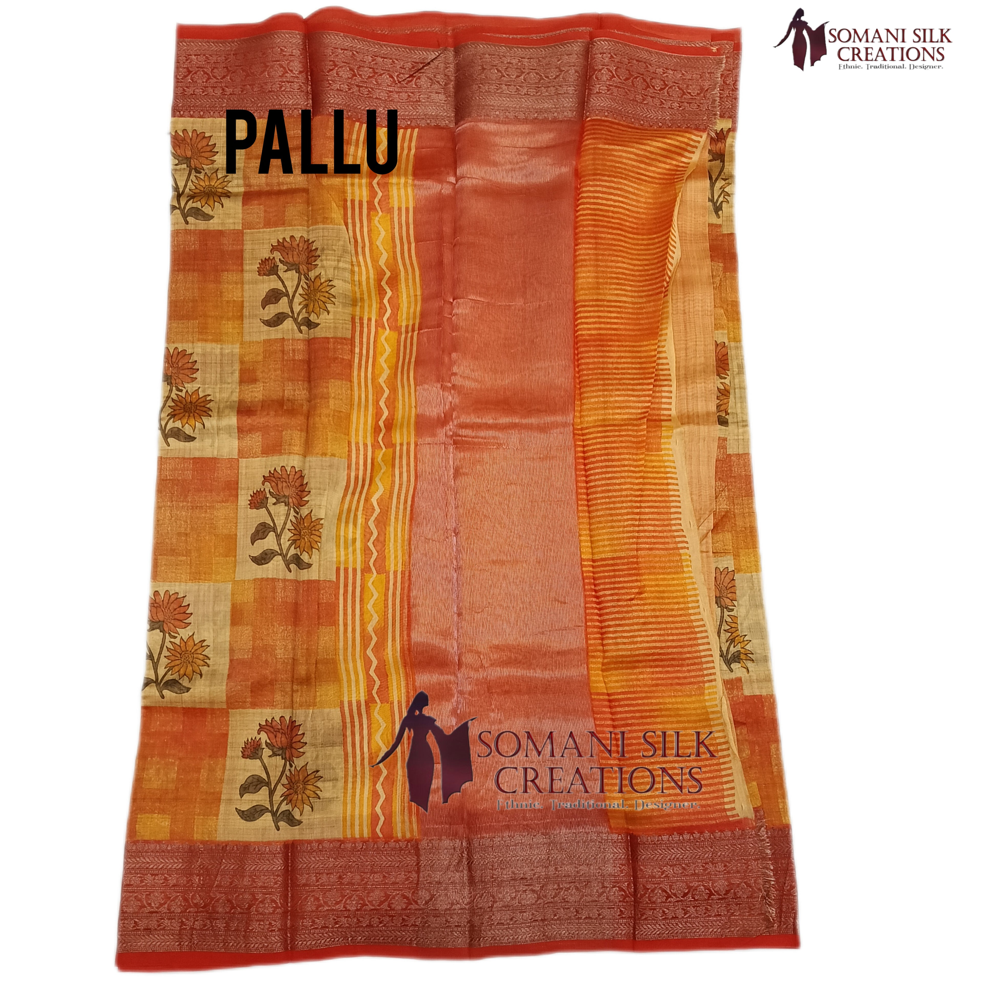 Antique zari Chanderi printed saree
