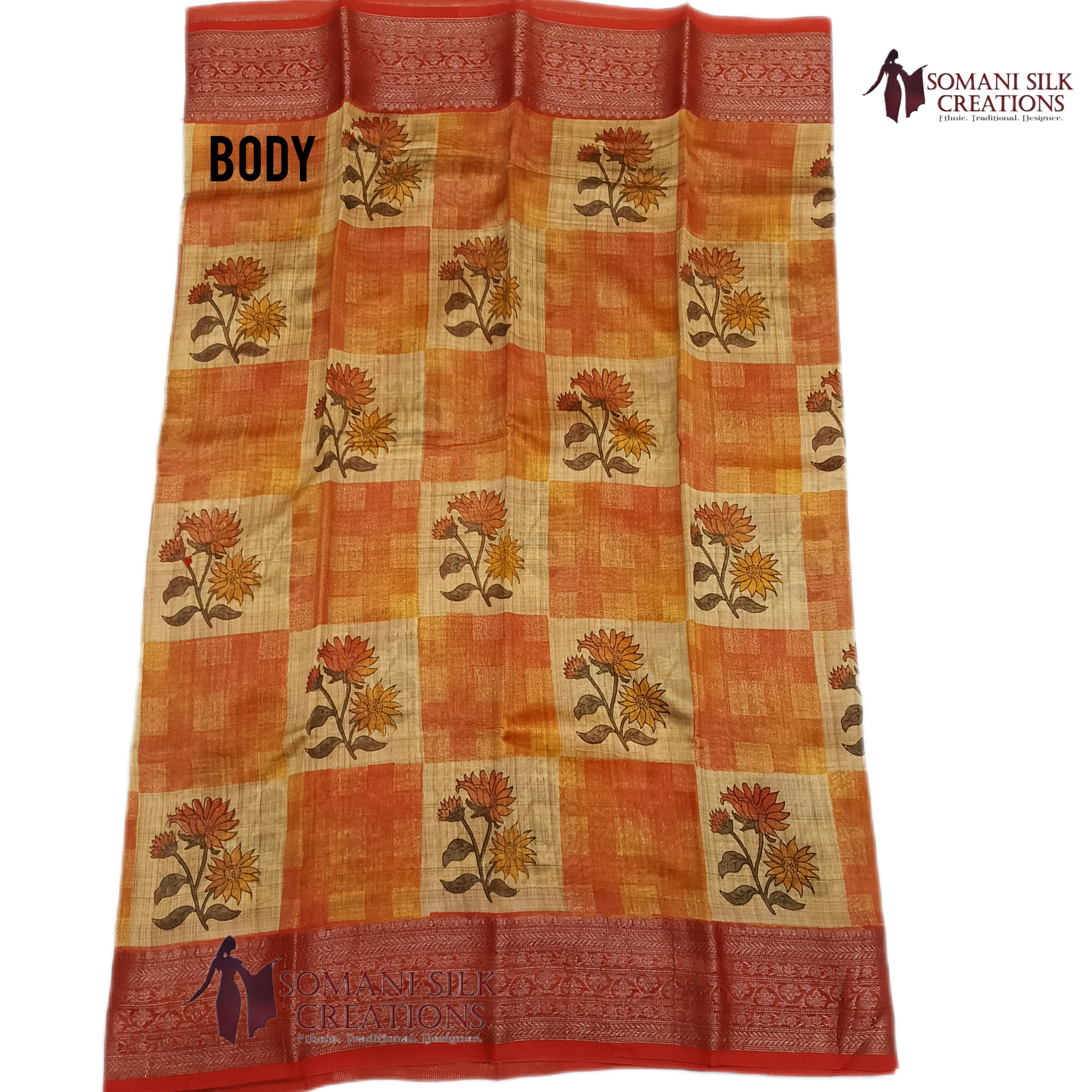 Antique zari Chanderi printed saree