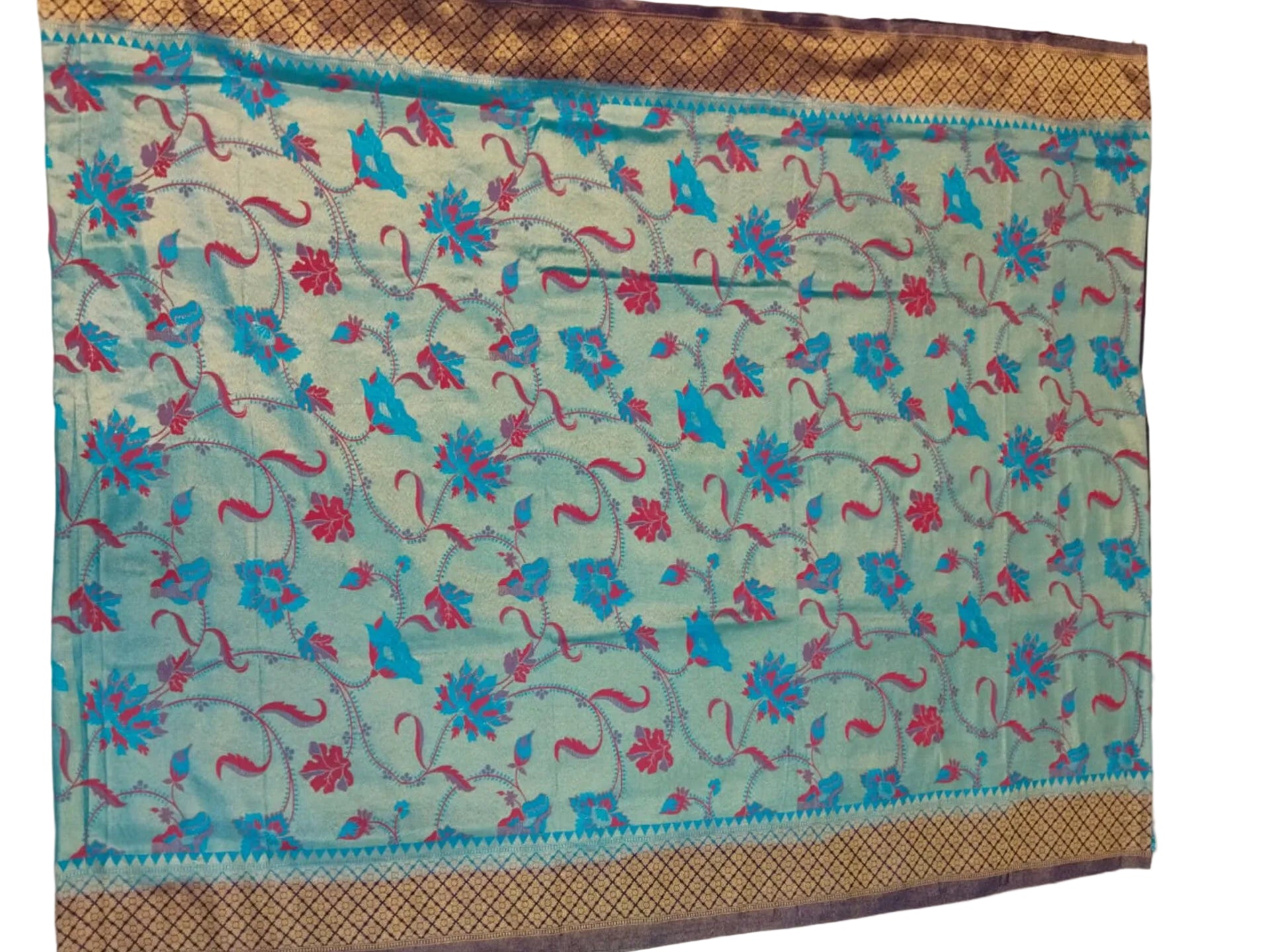 Art Silk Jaal Blue Colour Saree 1