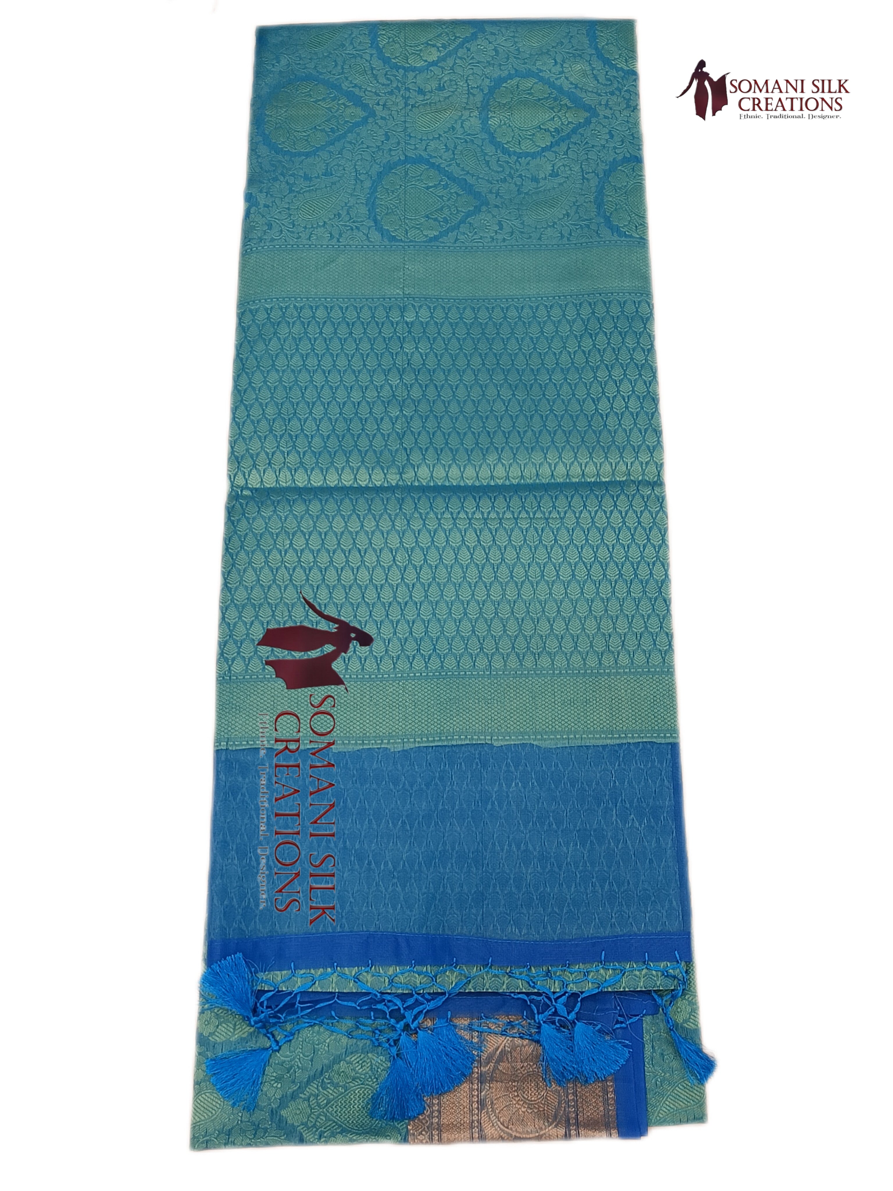 Banarsi handloom weaving tanchui heavy pallu and blouse saree in light blue color