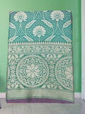 Banarsi jaal leaf green handloom silk saree 