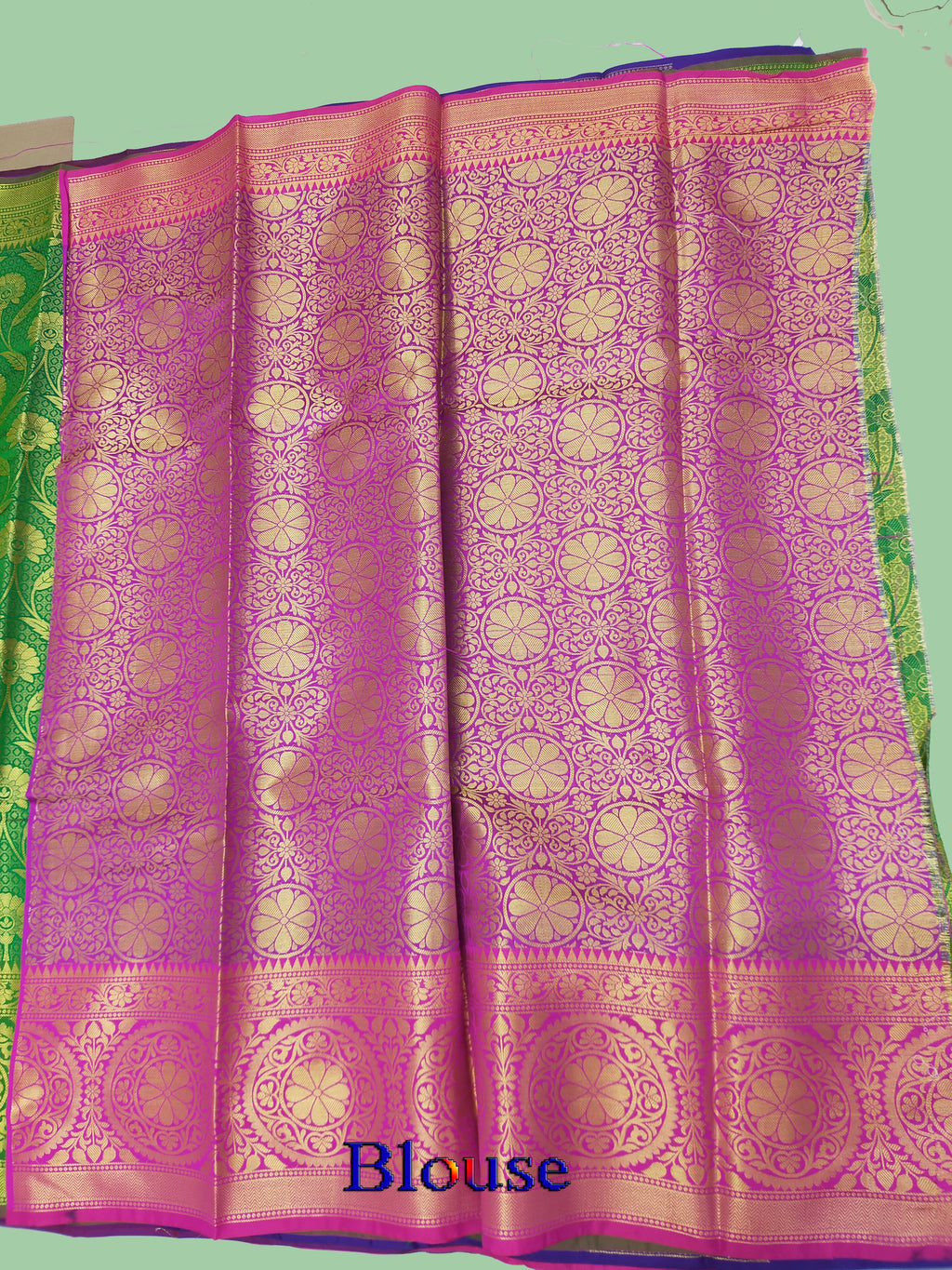 Banarsi jaal leaf green handloom silk saree