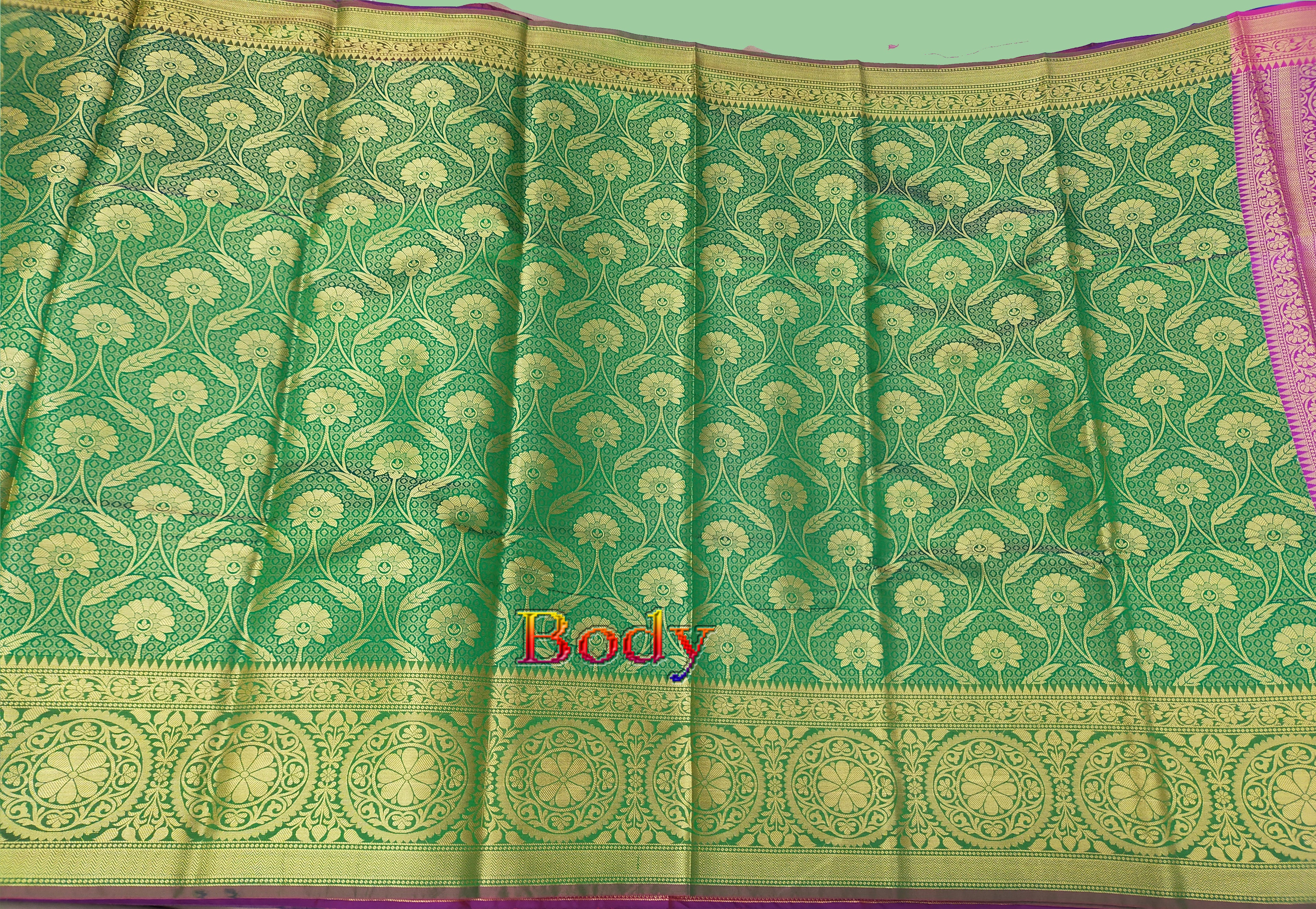 Banarsi jaal leaf green handloom silk saree