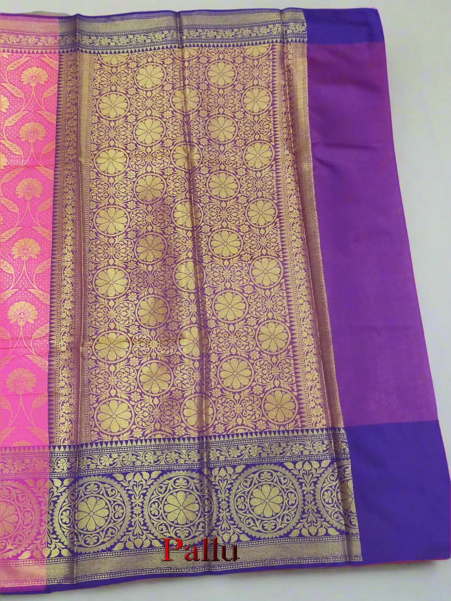 Banarsi jaal pink handloom silk saree