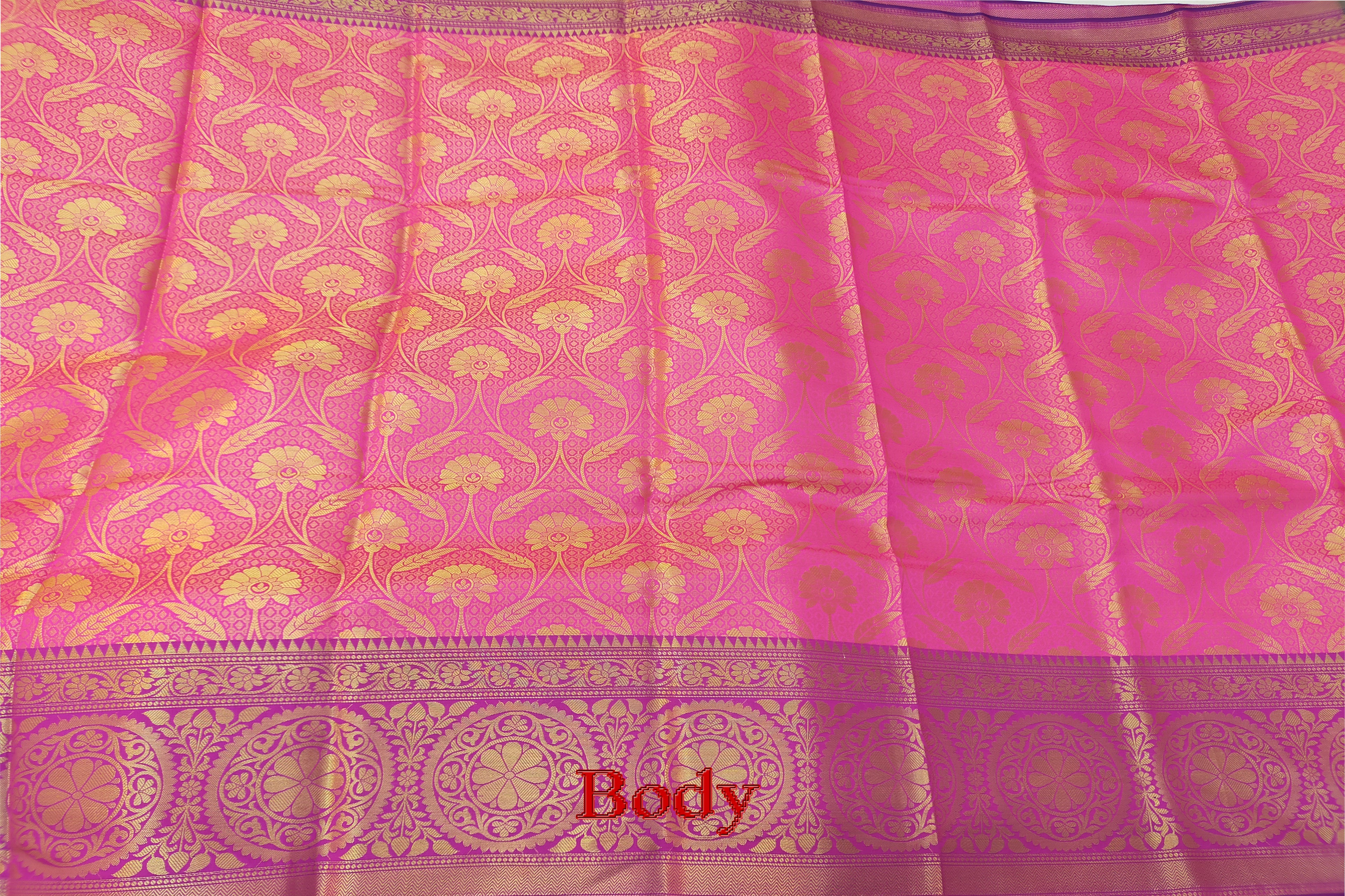 Banarsi jaal pink handloom silk saree