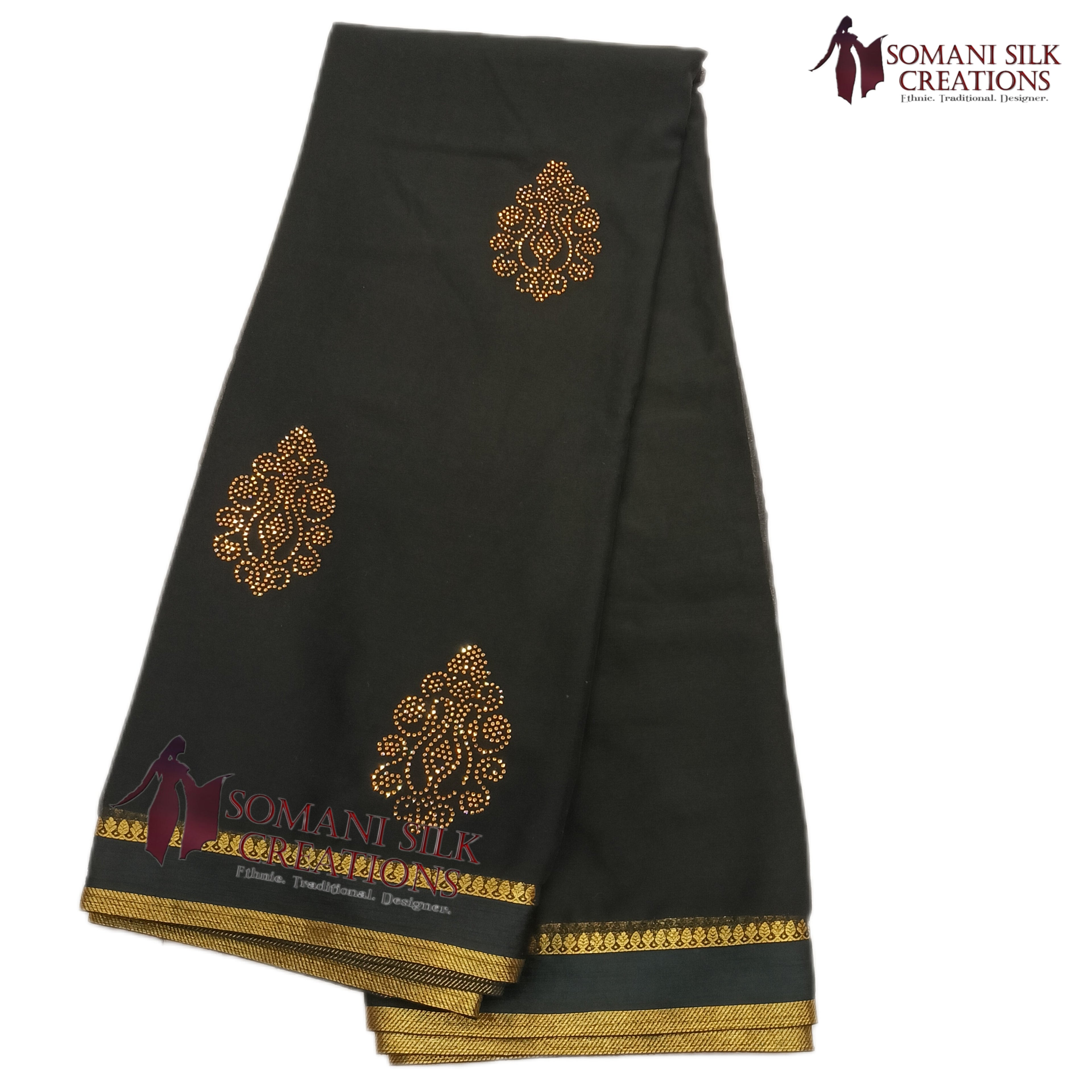 Black Chinon  Chiffon  Embroidery Saree 