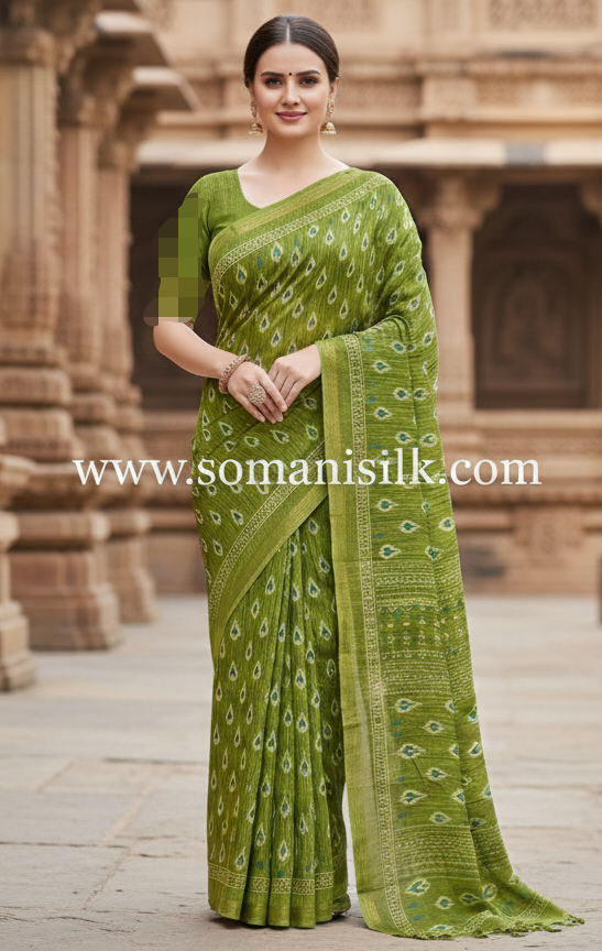 Block Print Green Saree under 1000 rs