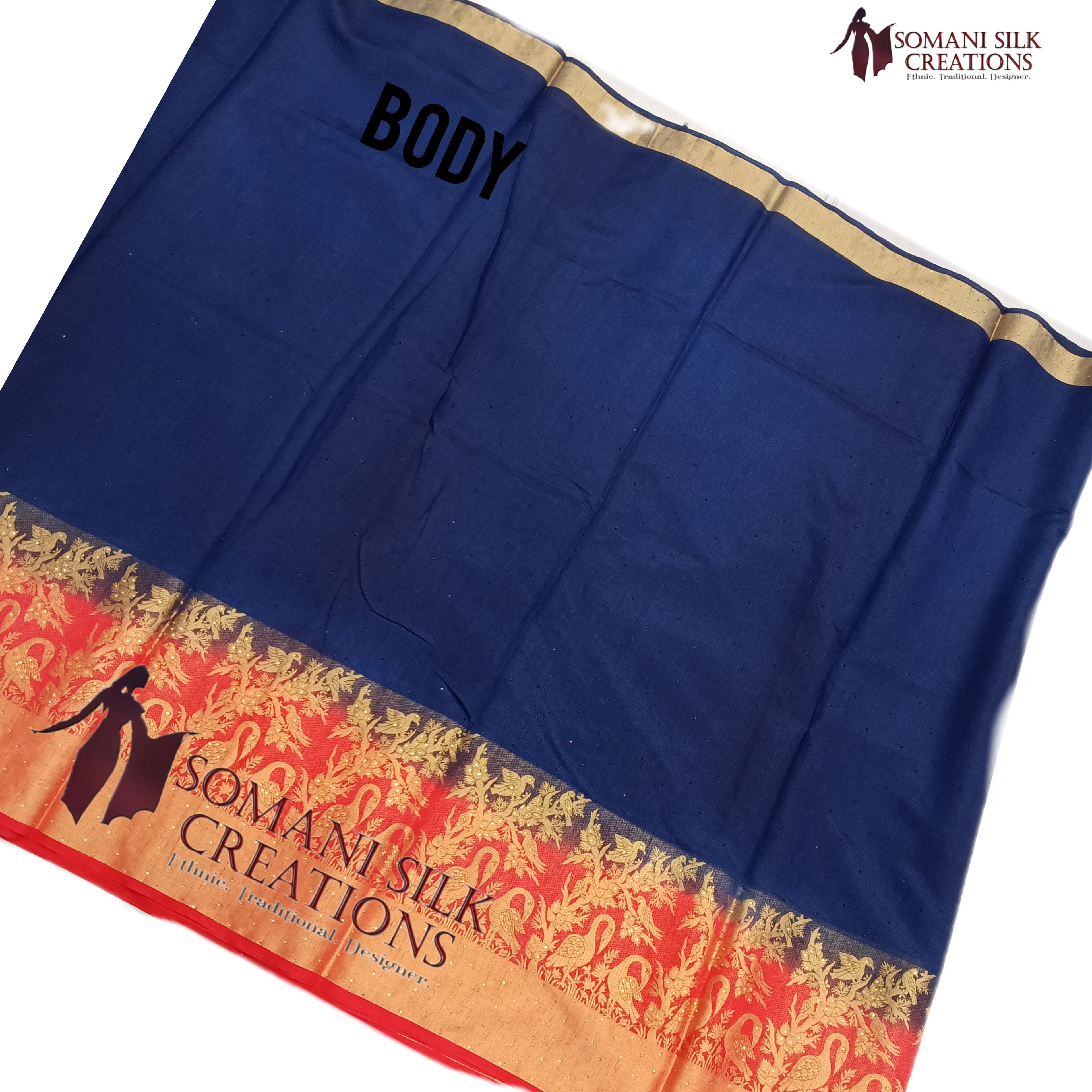 Blue Red Combination Srone Work Saree