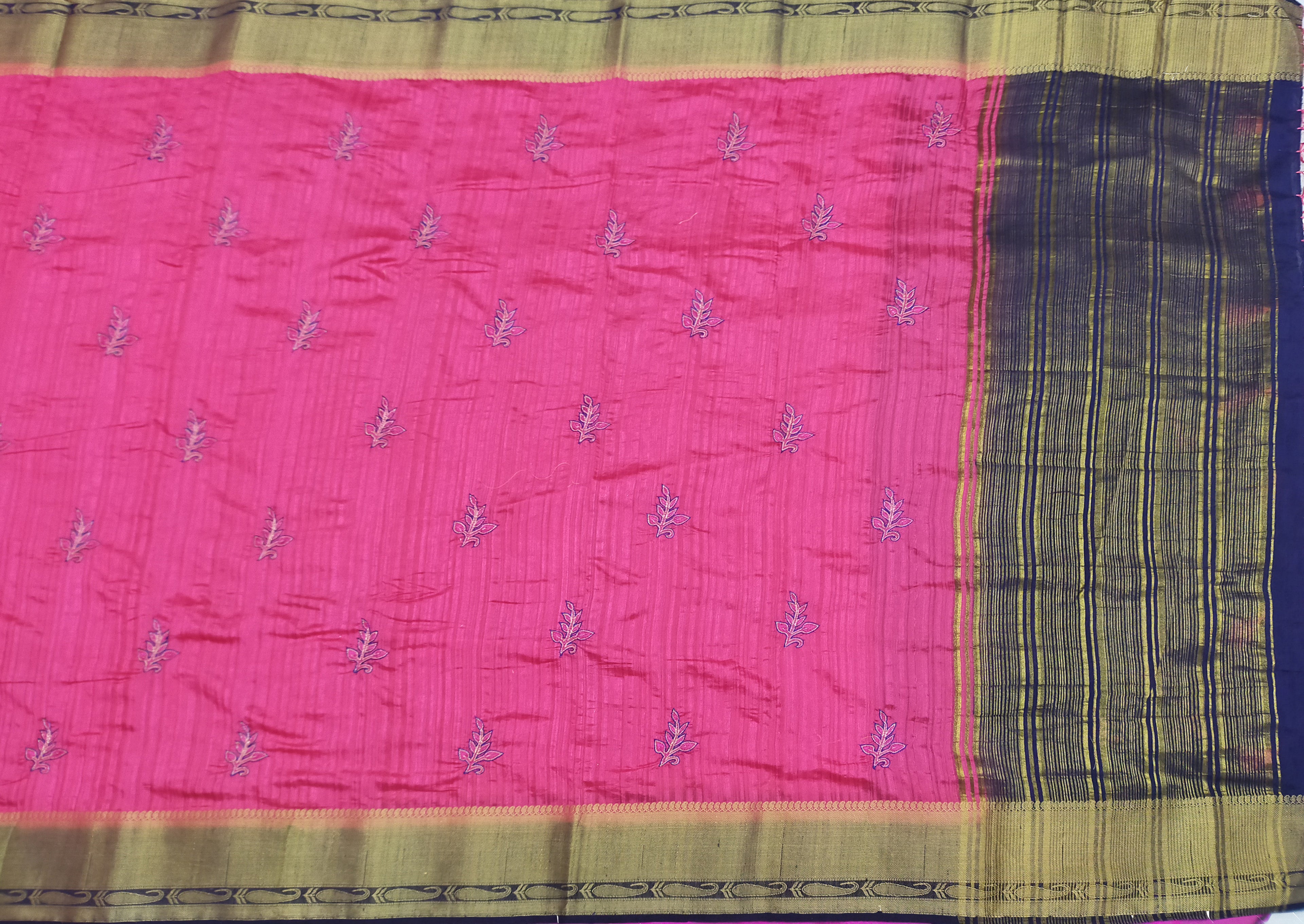 Thread work silk saree linen 
