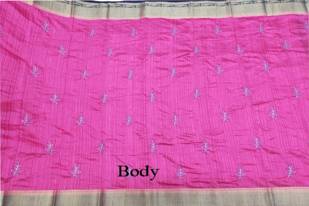 Thread work silk saree linen