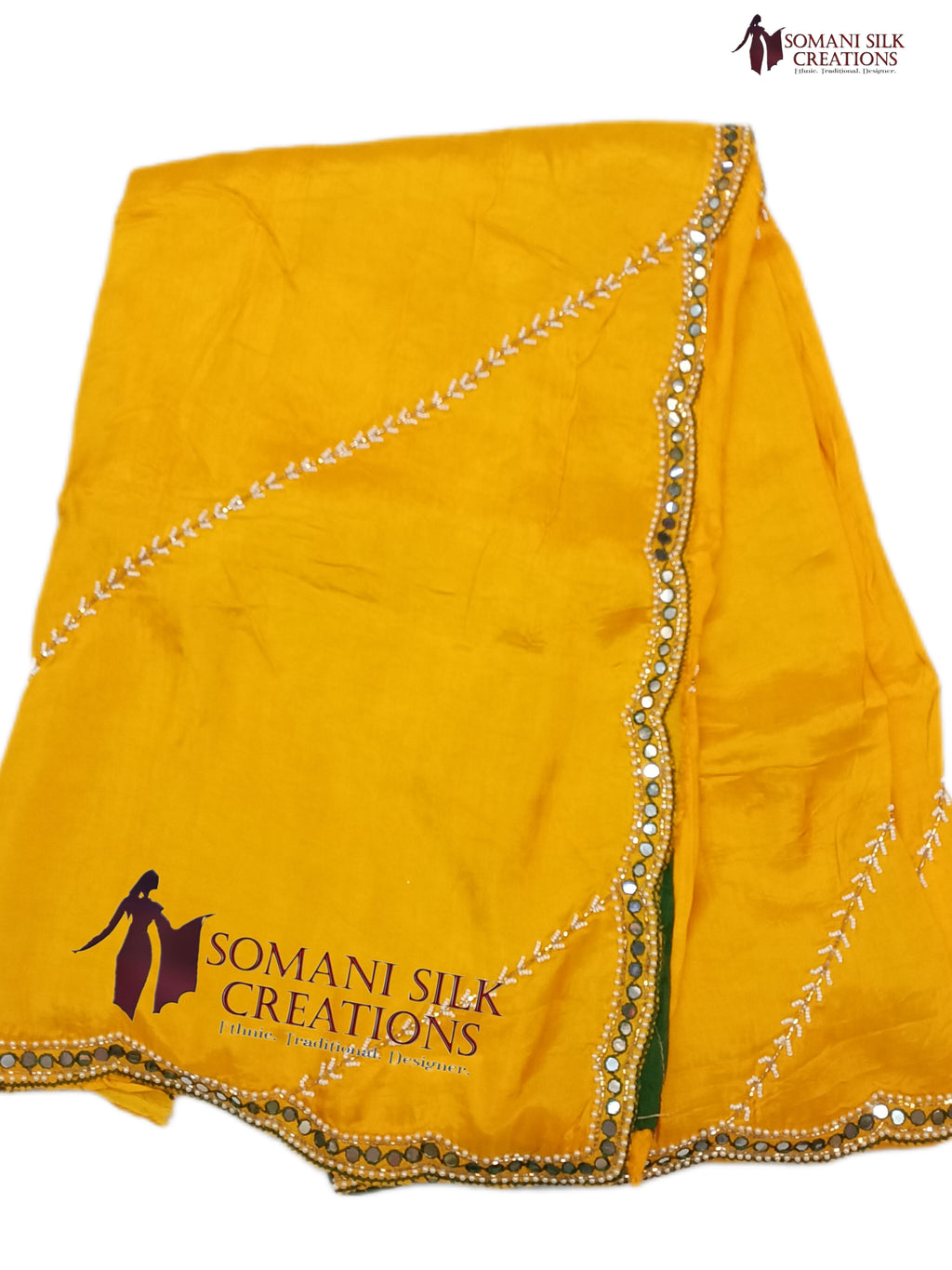 Yeloow colour calcutta embroidery saree