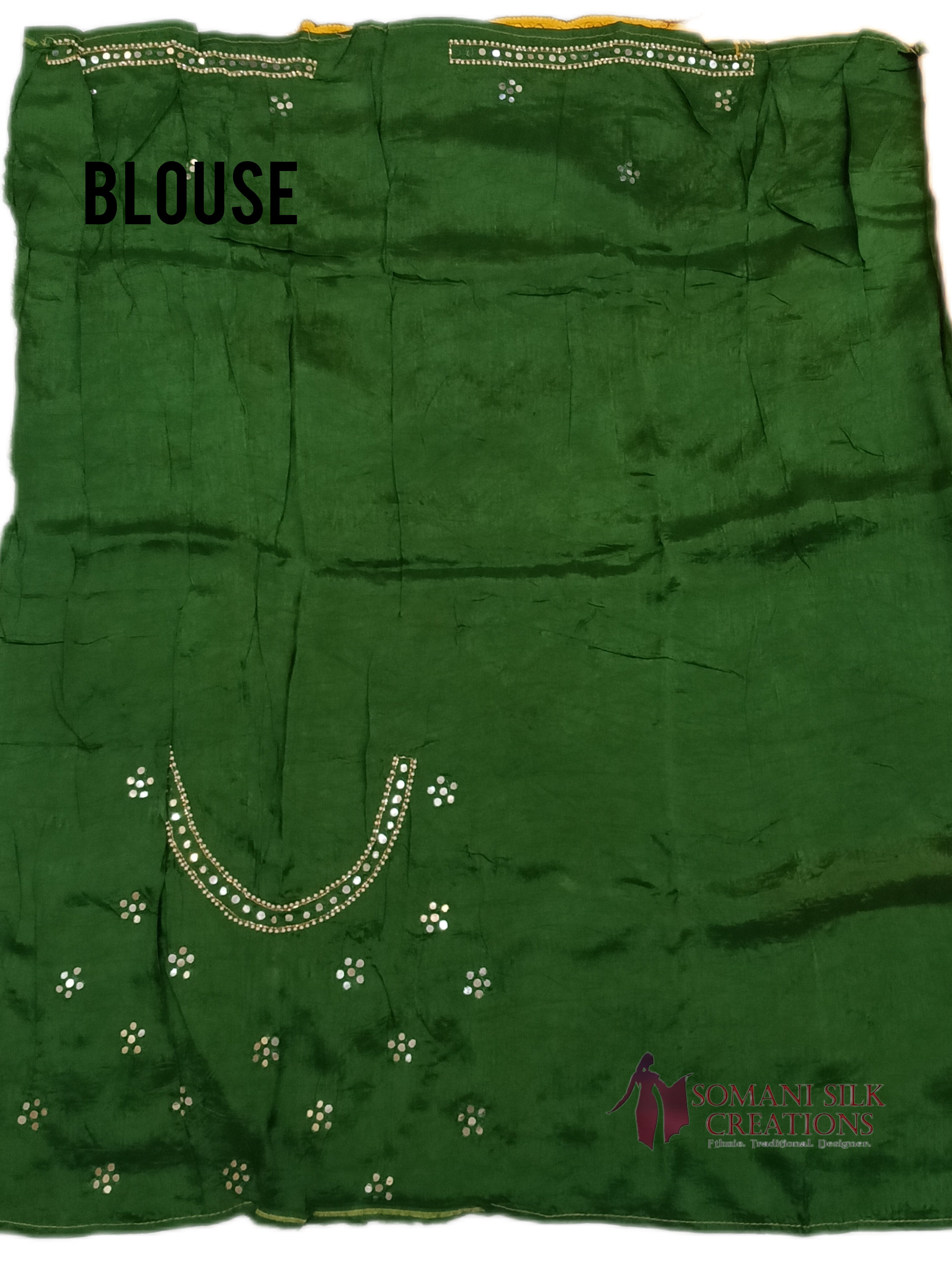 Green Contrast Blouse Saree