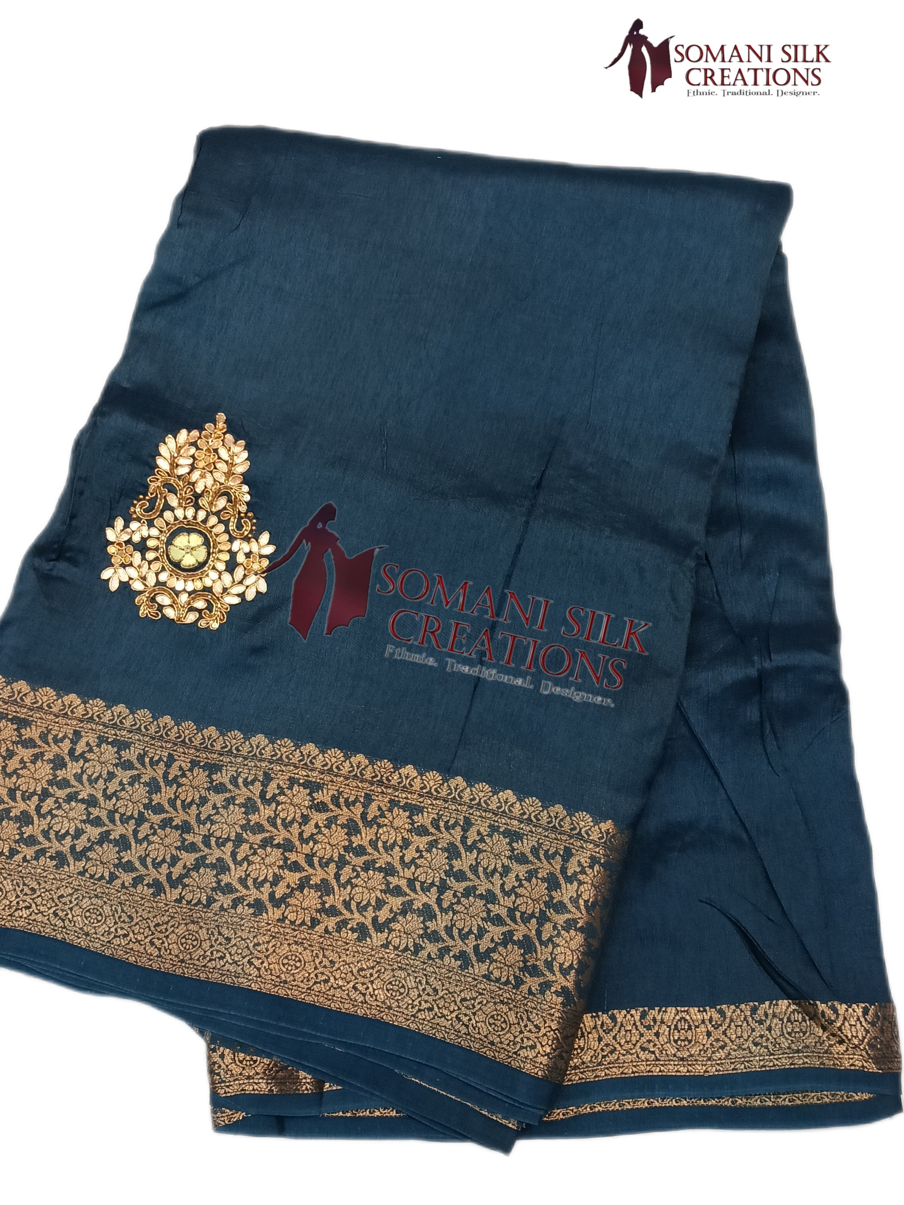 Saree with Contrast Blouse