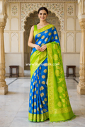 Half Half Pattern South Linen Silk Saree