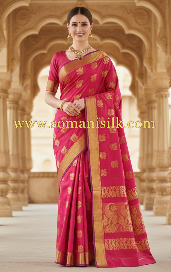 Coimbatore Chanderi Pink Saree, Sarees in Gwalior, Online Chanderi Saree's, Online Sarees