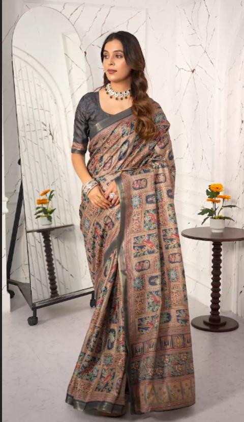 Cool feel tusser digital print silk saree