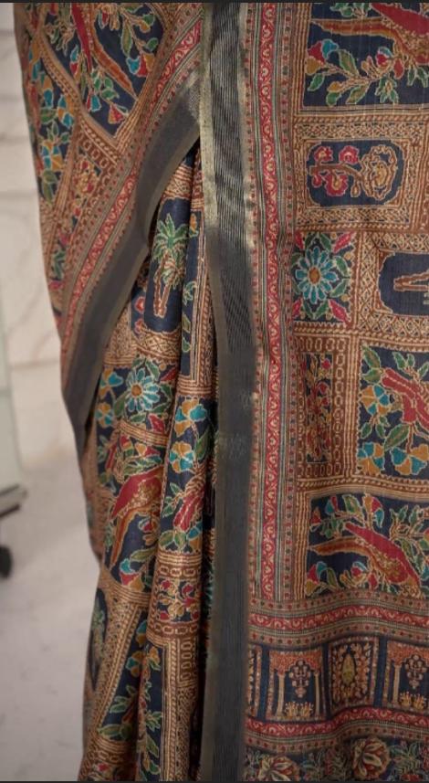 Cool feel tusser digital print silk saree
