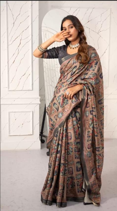 Cool feel tusser digital print silk saree