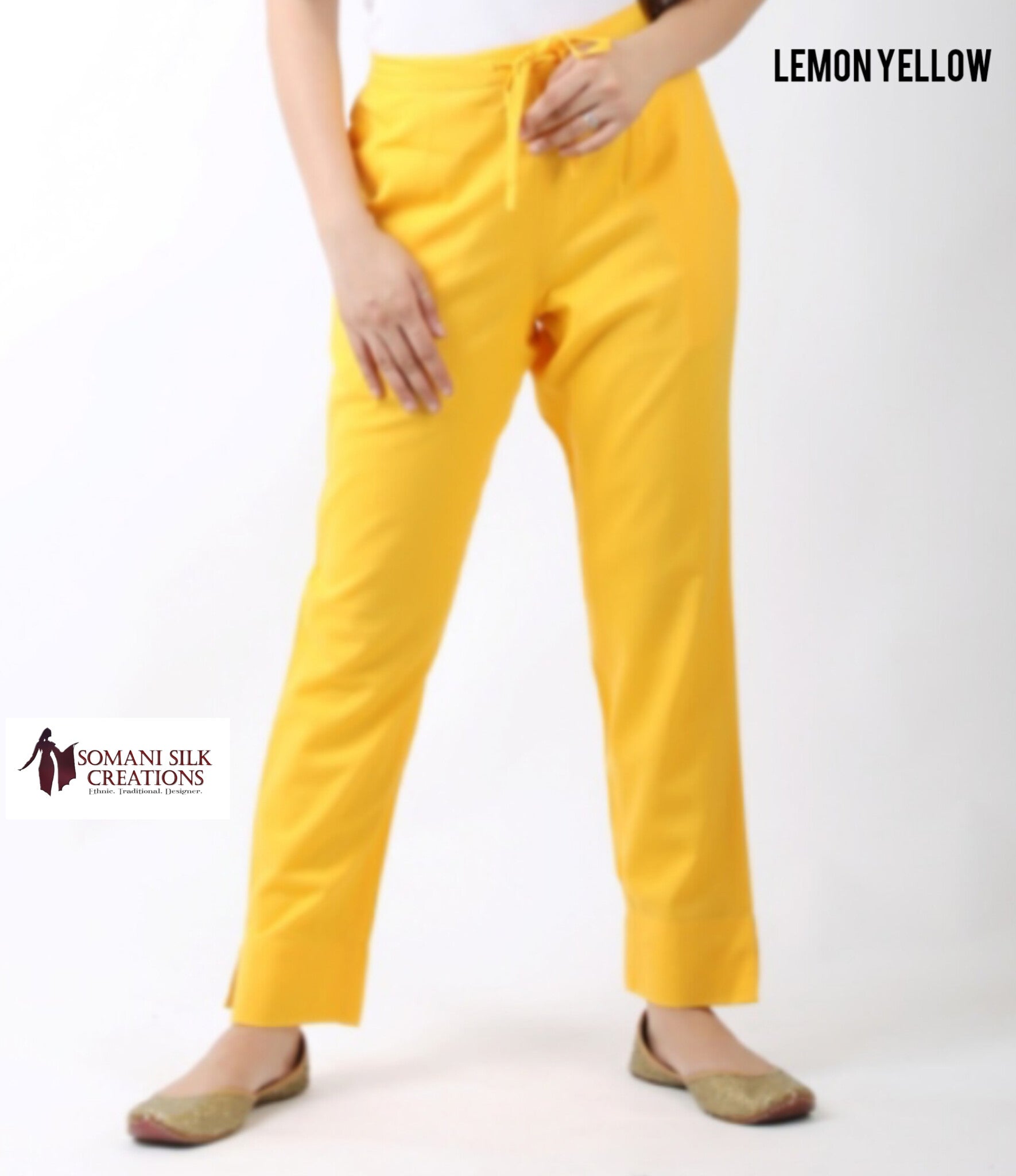 Cottton Flex Pant - Lemon Yellow Color
