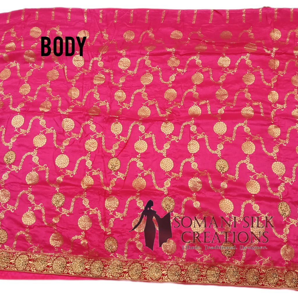 Jaal Pattern Pure Dola Silk with Embroidery Wedding Saree