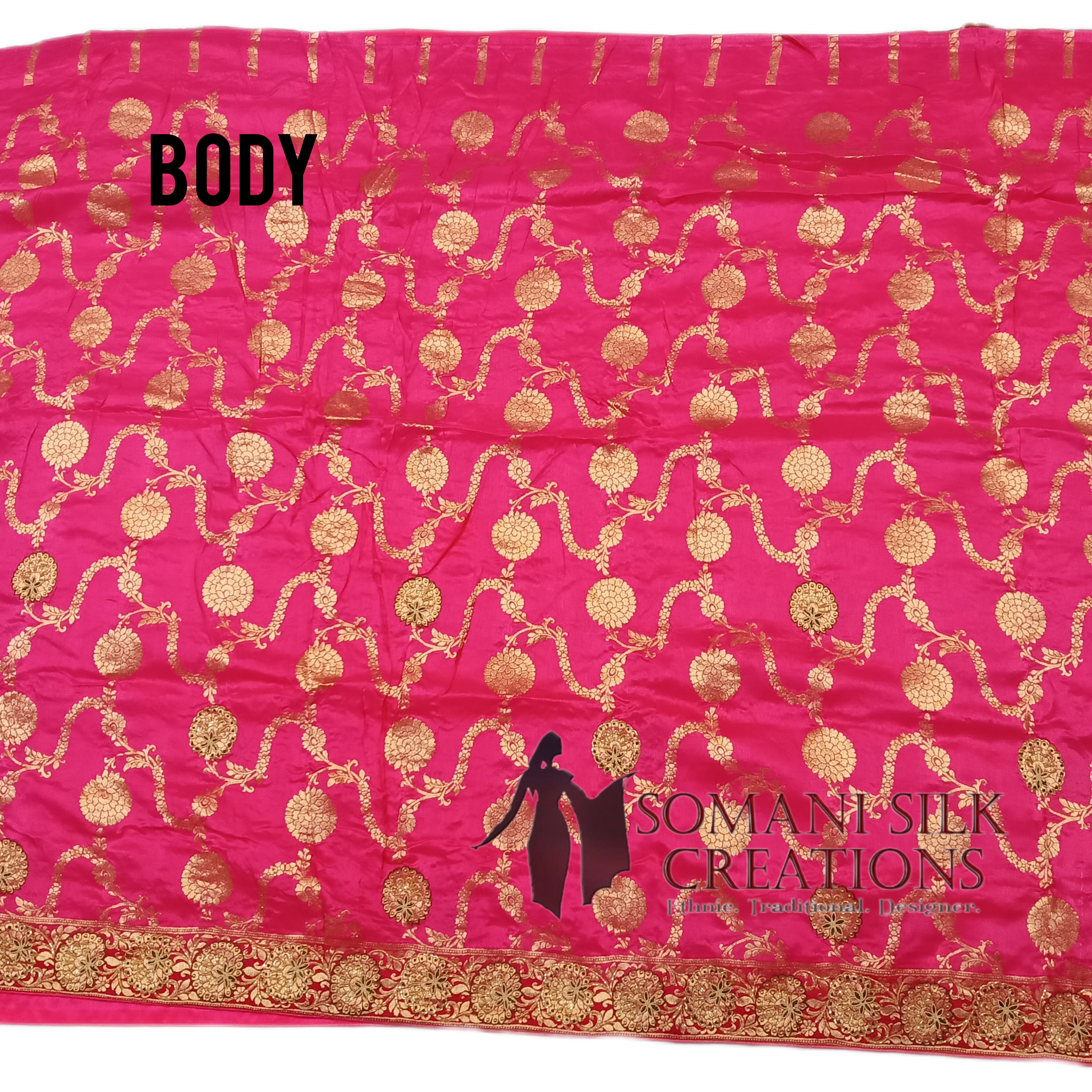 Jaal Pattern Pure Dola Silk with Embroidery Wedding Saree