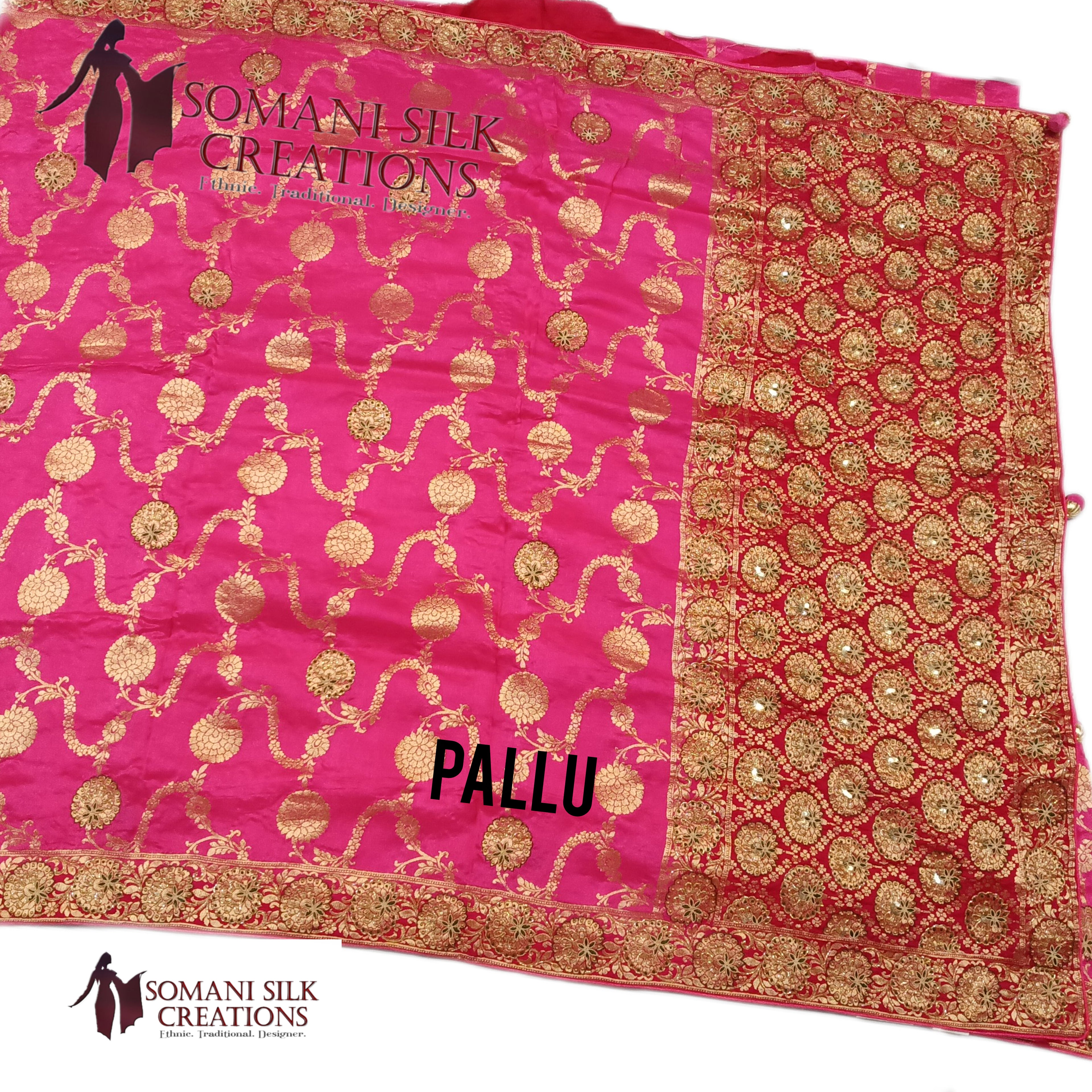 Jaal Pattern Pure Dola Silk with Embroidery Wedding Saree