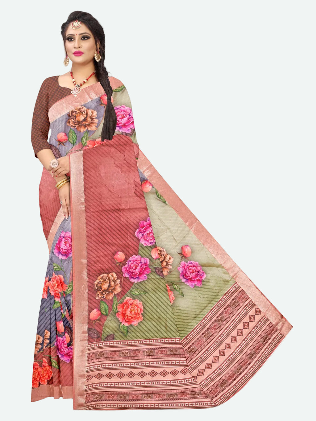 Floral digital print saree online