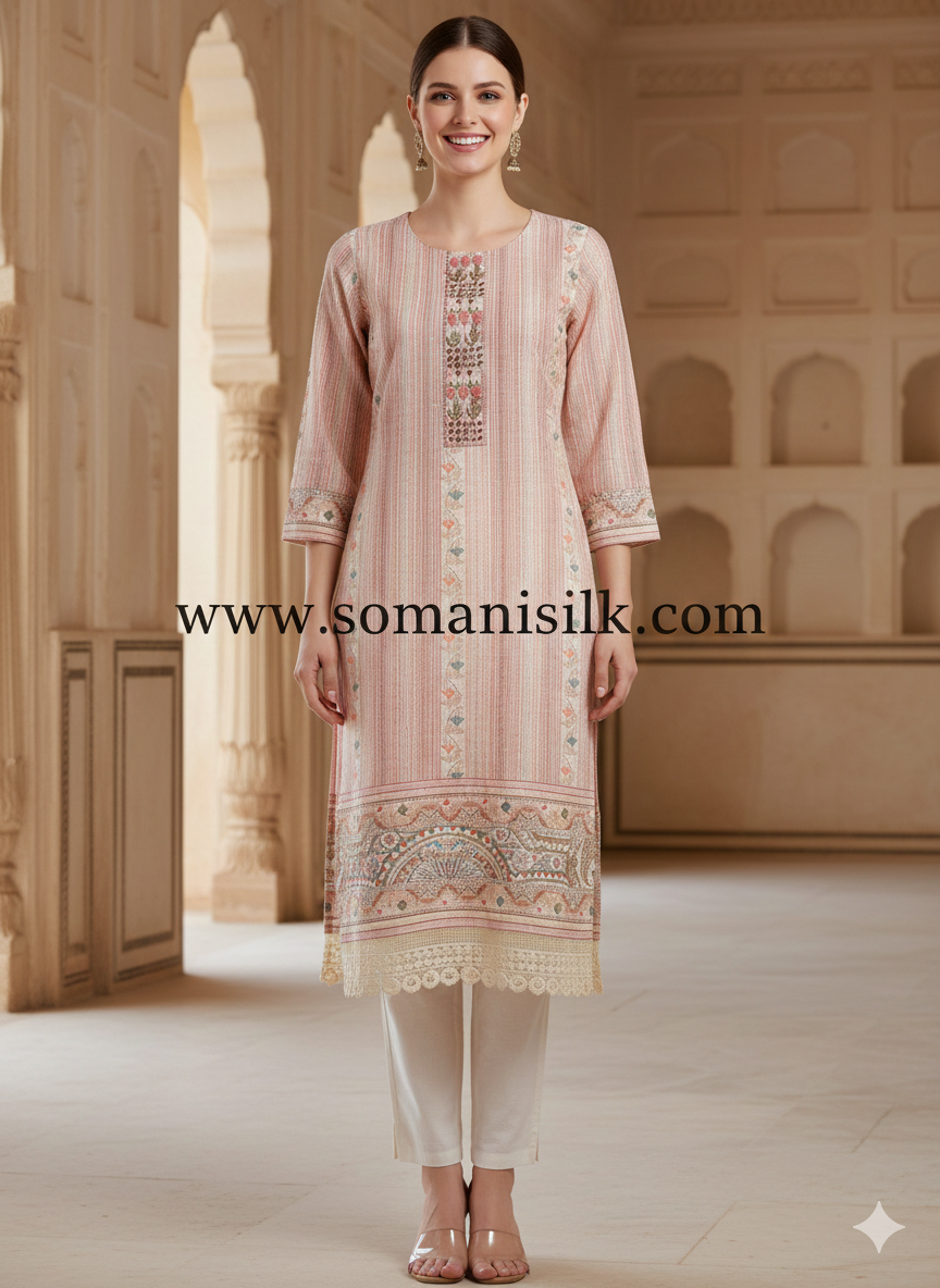 Self Weave & Cut Work Fine Fabric Kurti
