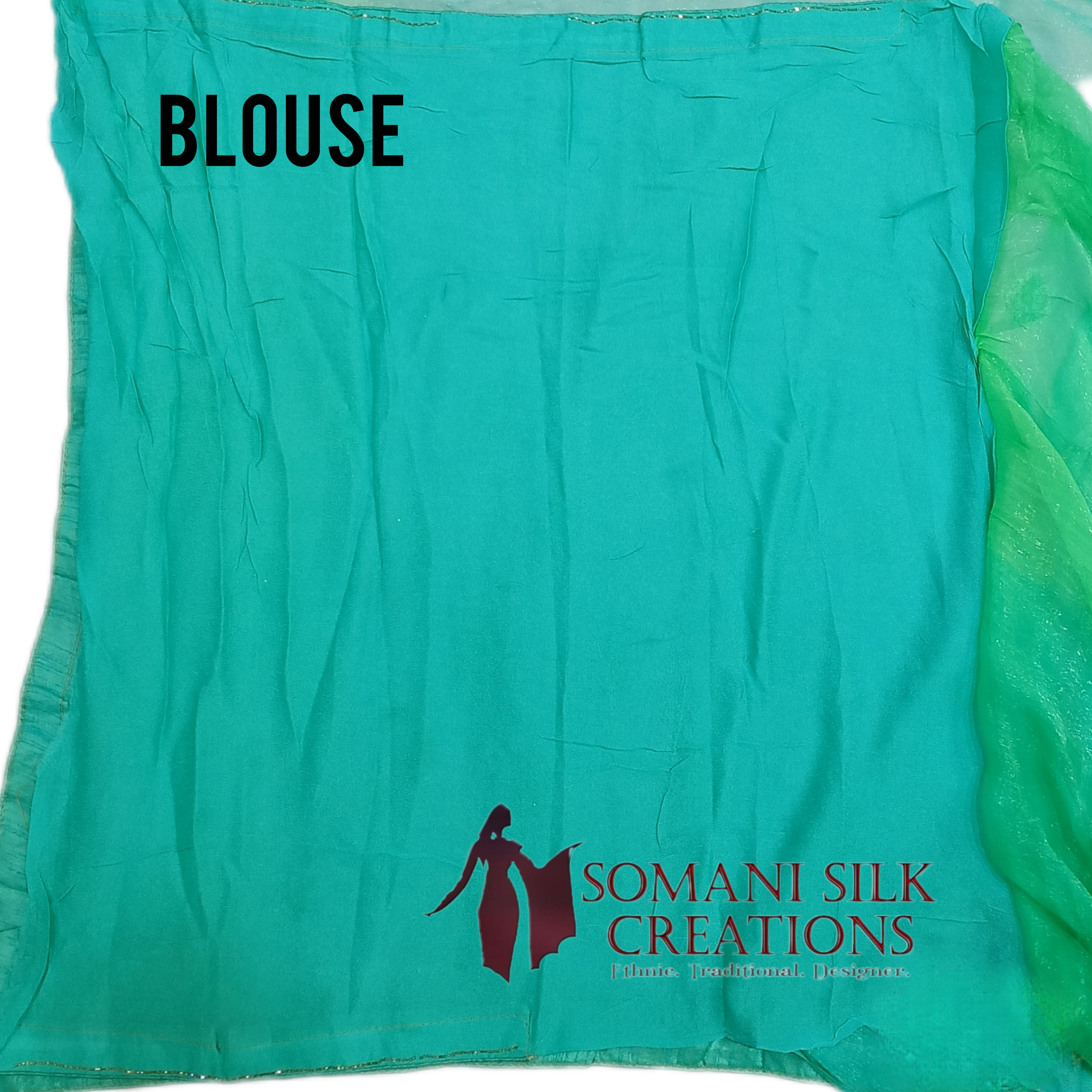 Light green simmer fabric double dye tie and dye saree with calcutta embroidery for wedding collection