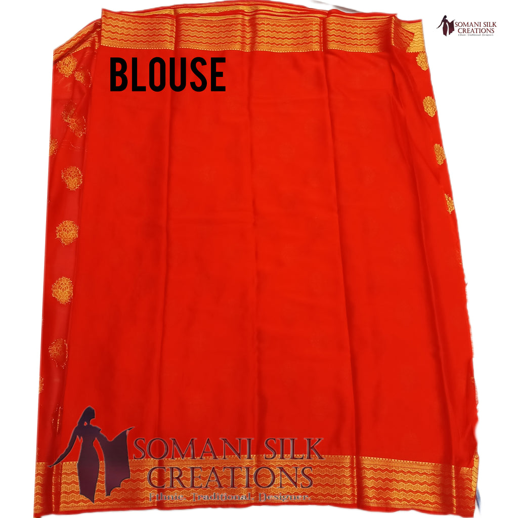 Premium Chinon Red Color Zari Buti Saree