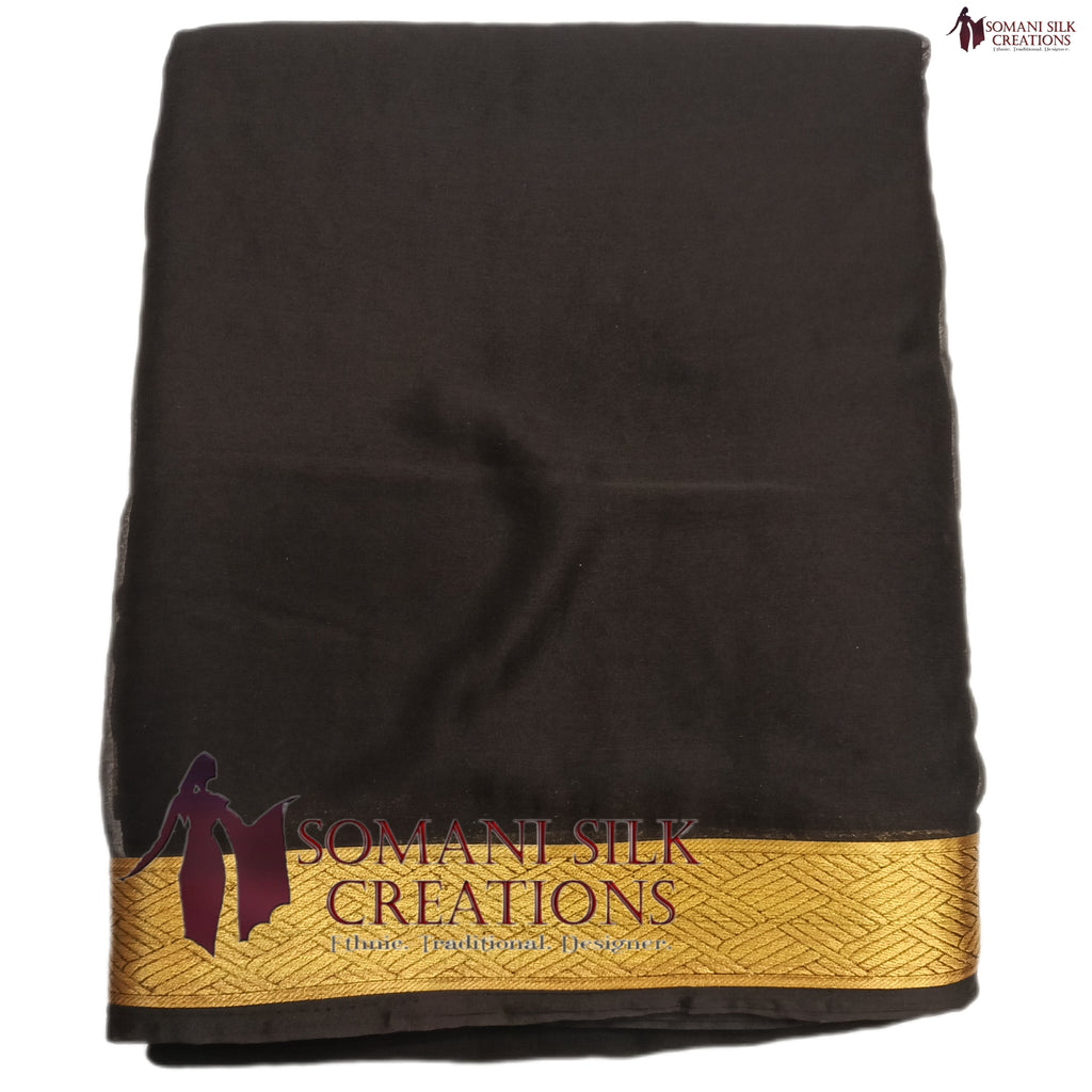 Plain Chinon Saree Zari Border