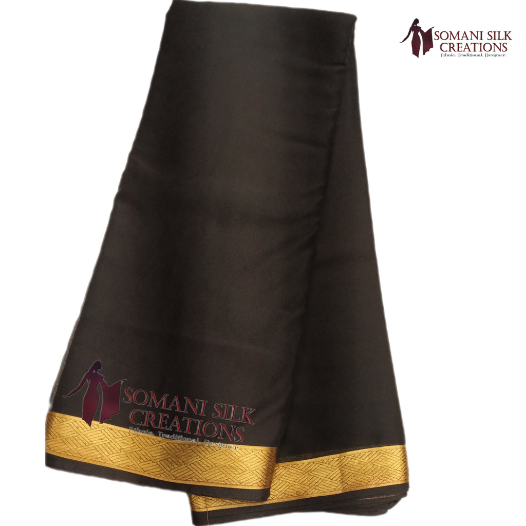 Plain Chinon Saree Zari Border