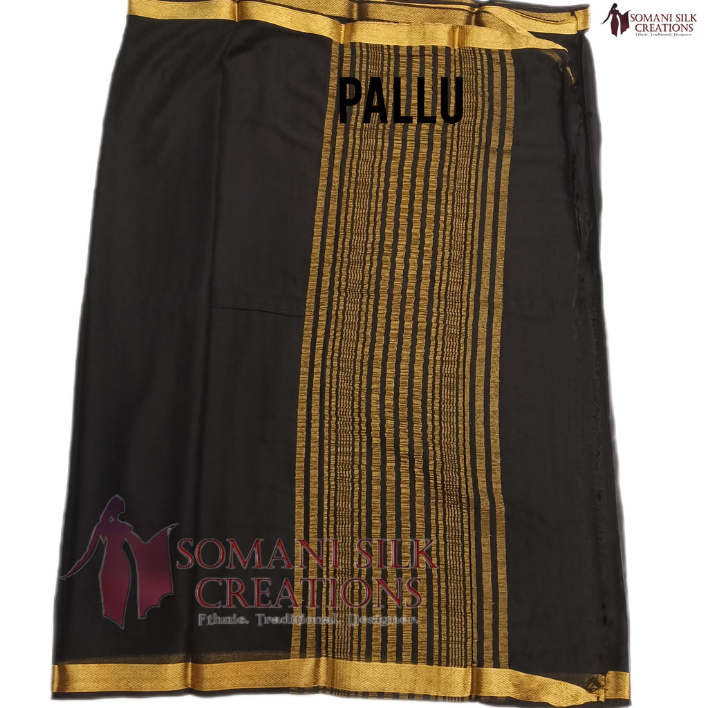 Plain Chinon Saree Zari Border