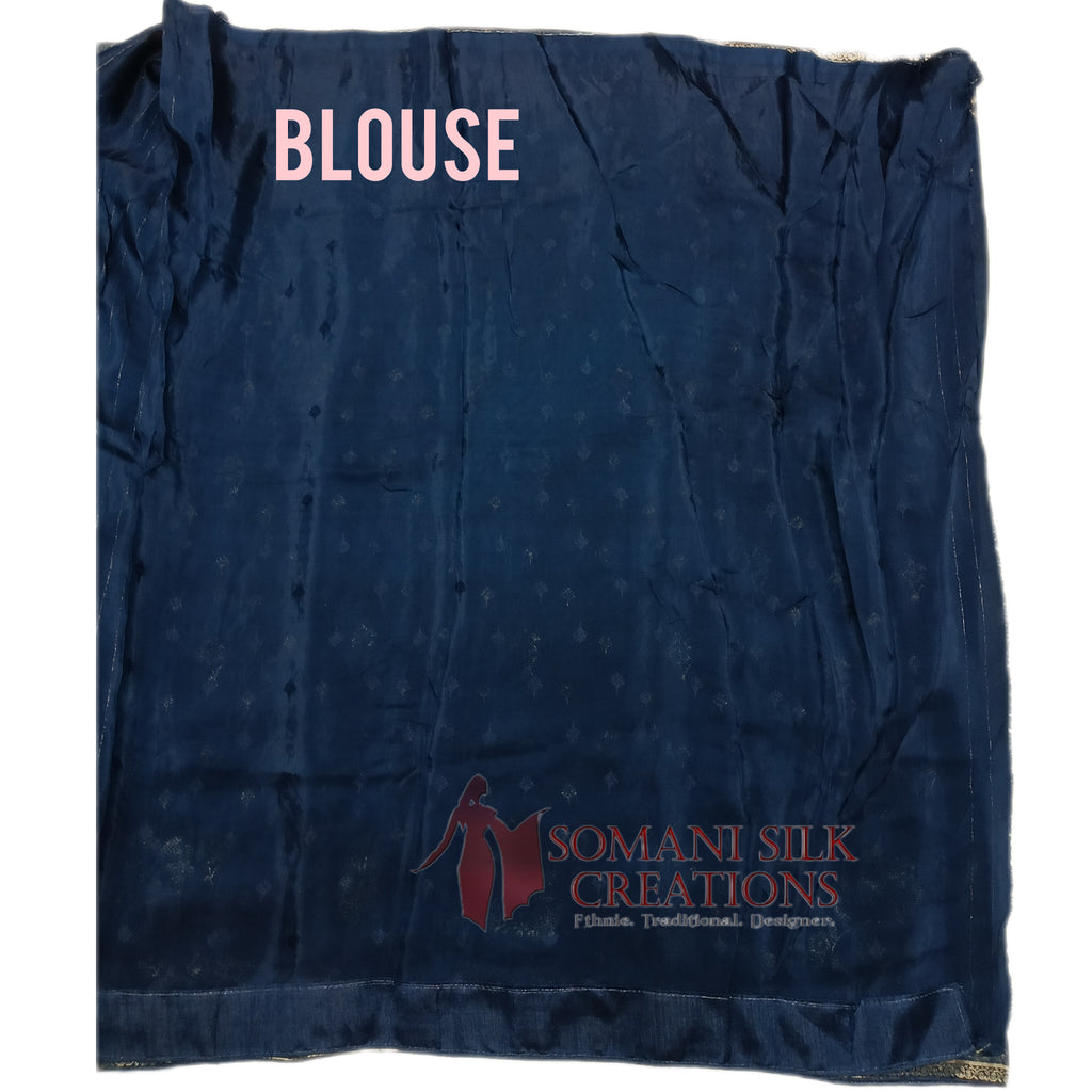 Teal (Navy) Blue Jimi Chu Self Weaving Saree