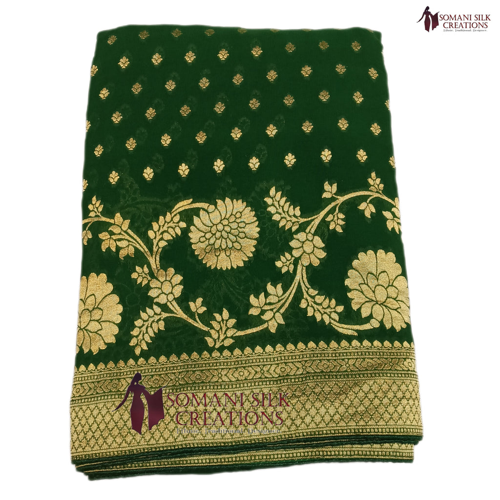 Leaf_Green_Georgette_Buti_Saree