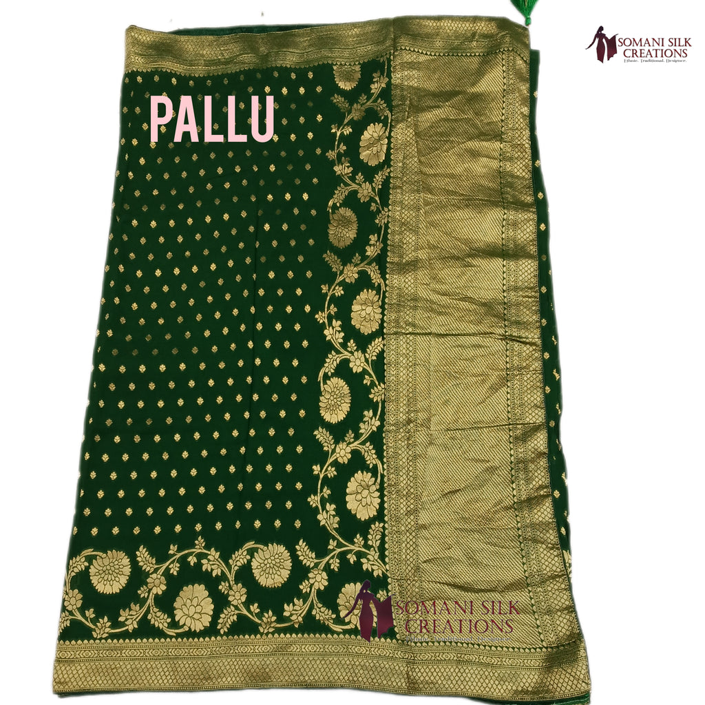 Leaf_Green_Georgette_Buti_Saree
