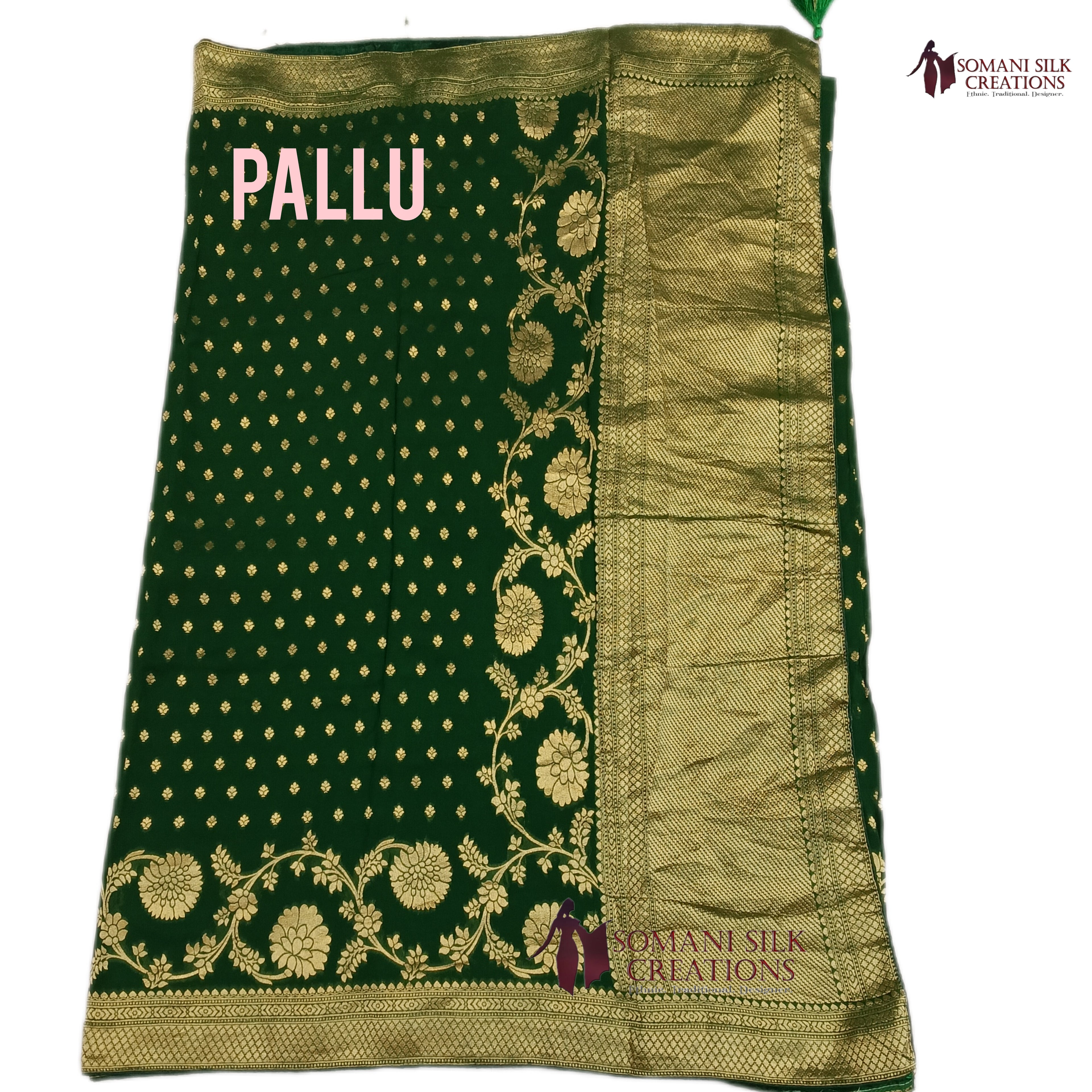 Leaf_Green_Georgette_Buti_Saree