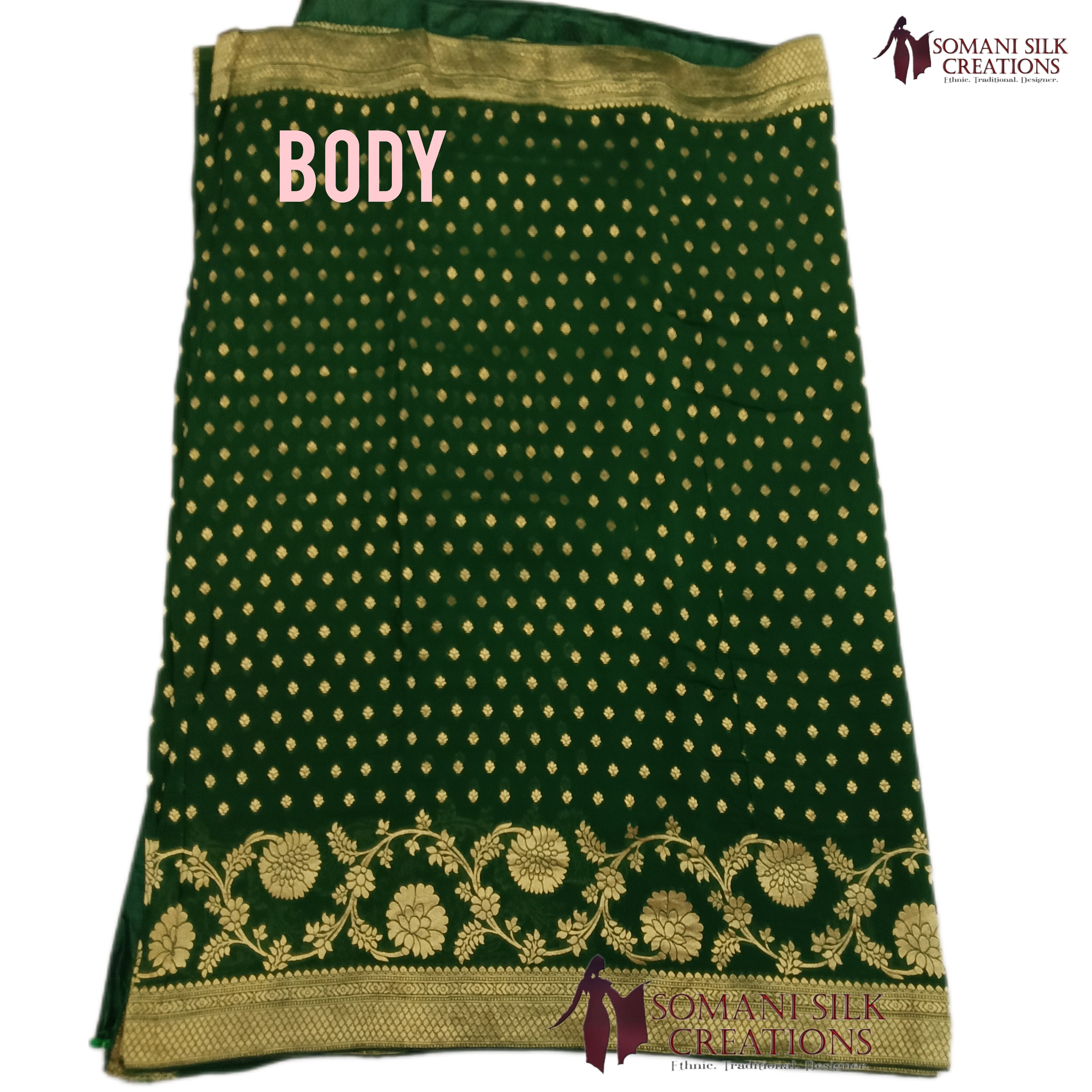 Leaf_Green_Georgette_Buti_Saree