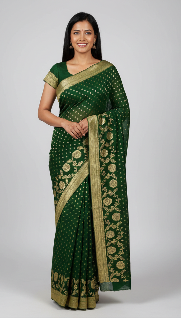 Leaf Green Georgette Saree