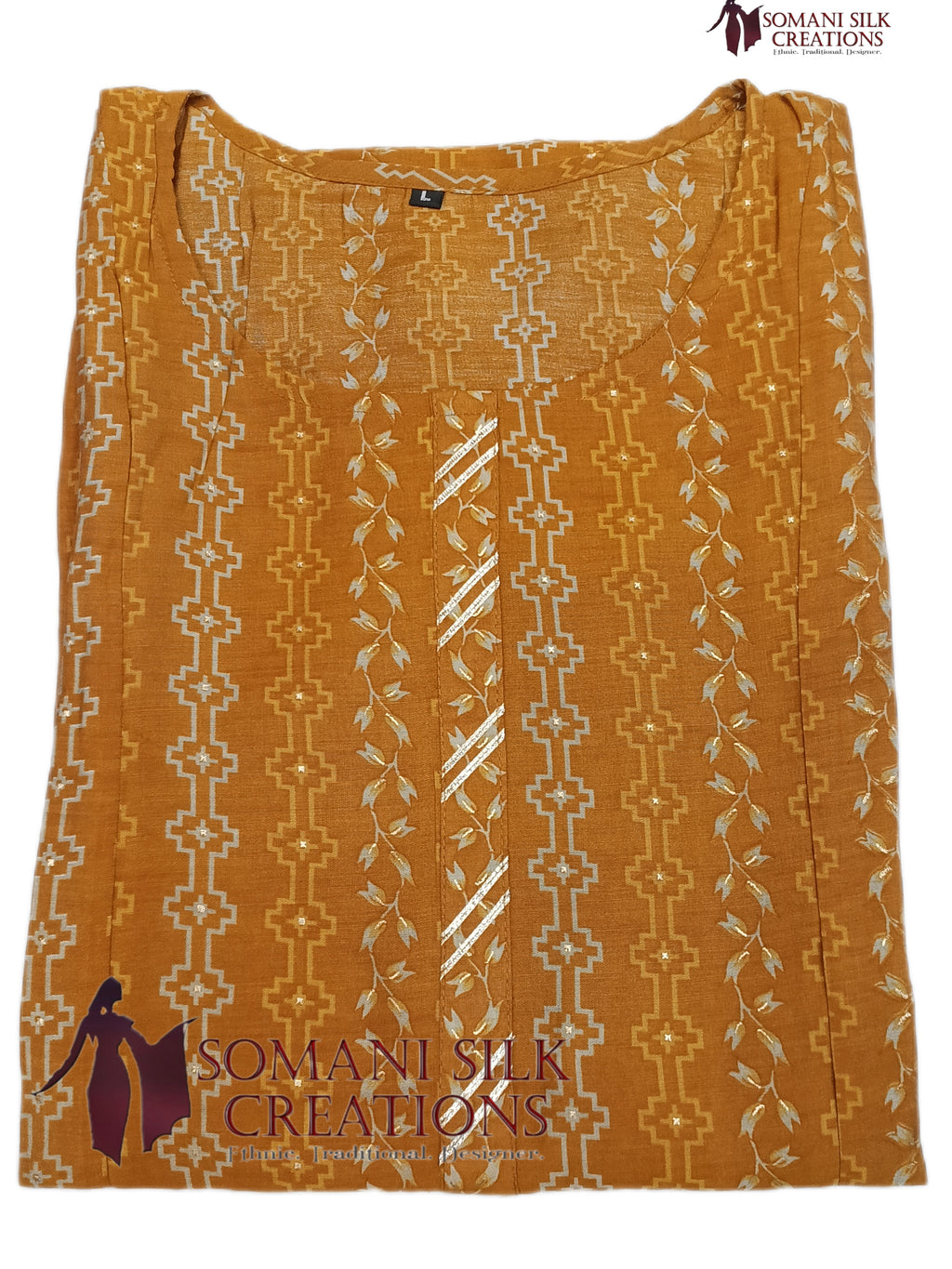Muslin yellow kurti with gota