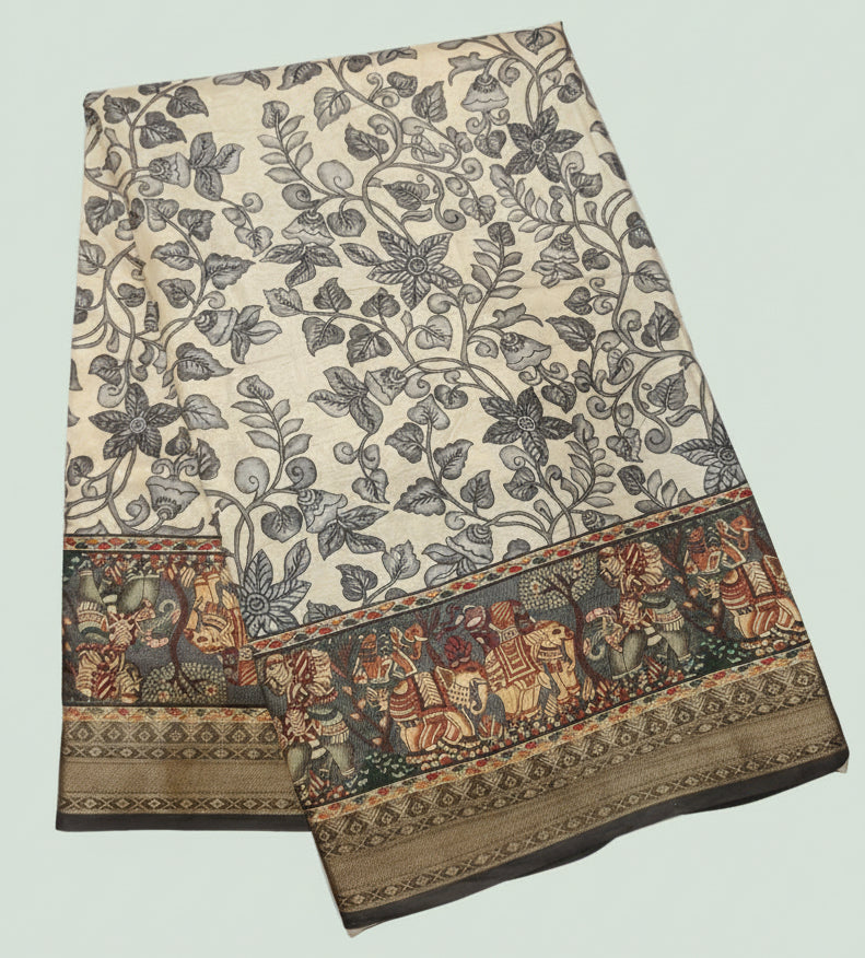 Off white pichwai print saree