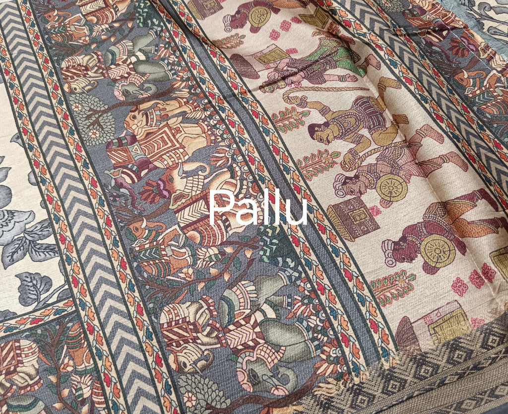 Off white pichwai print saree