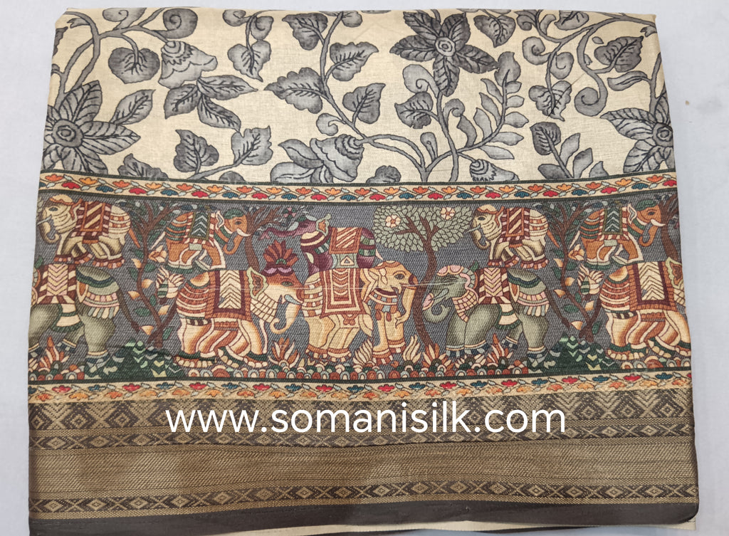 Off white pichwai print saree